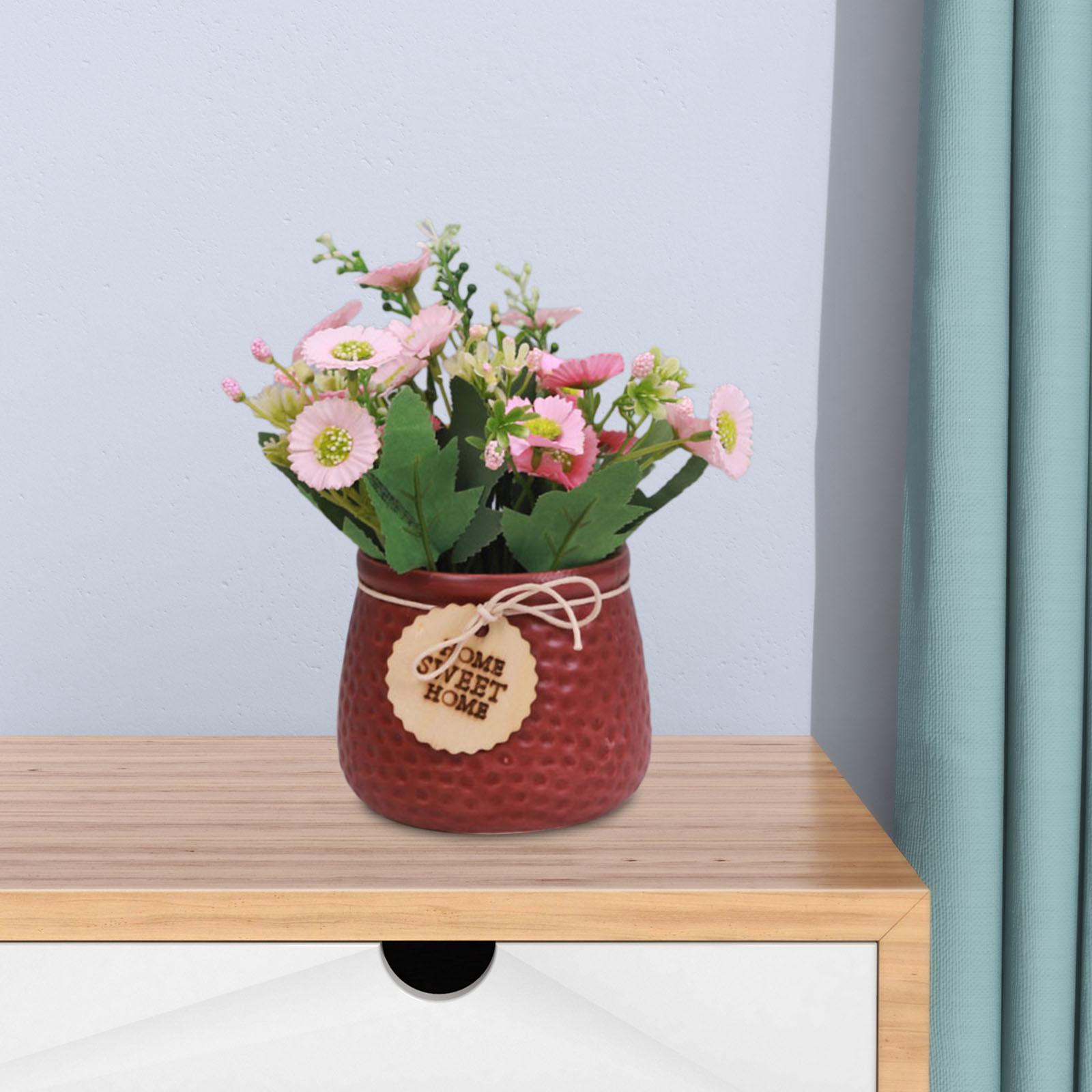Simulated Plant Flowerpot Ornament Outdoor Plant Pots for Display Party Home Red vase