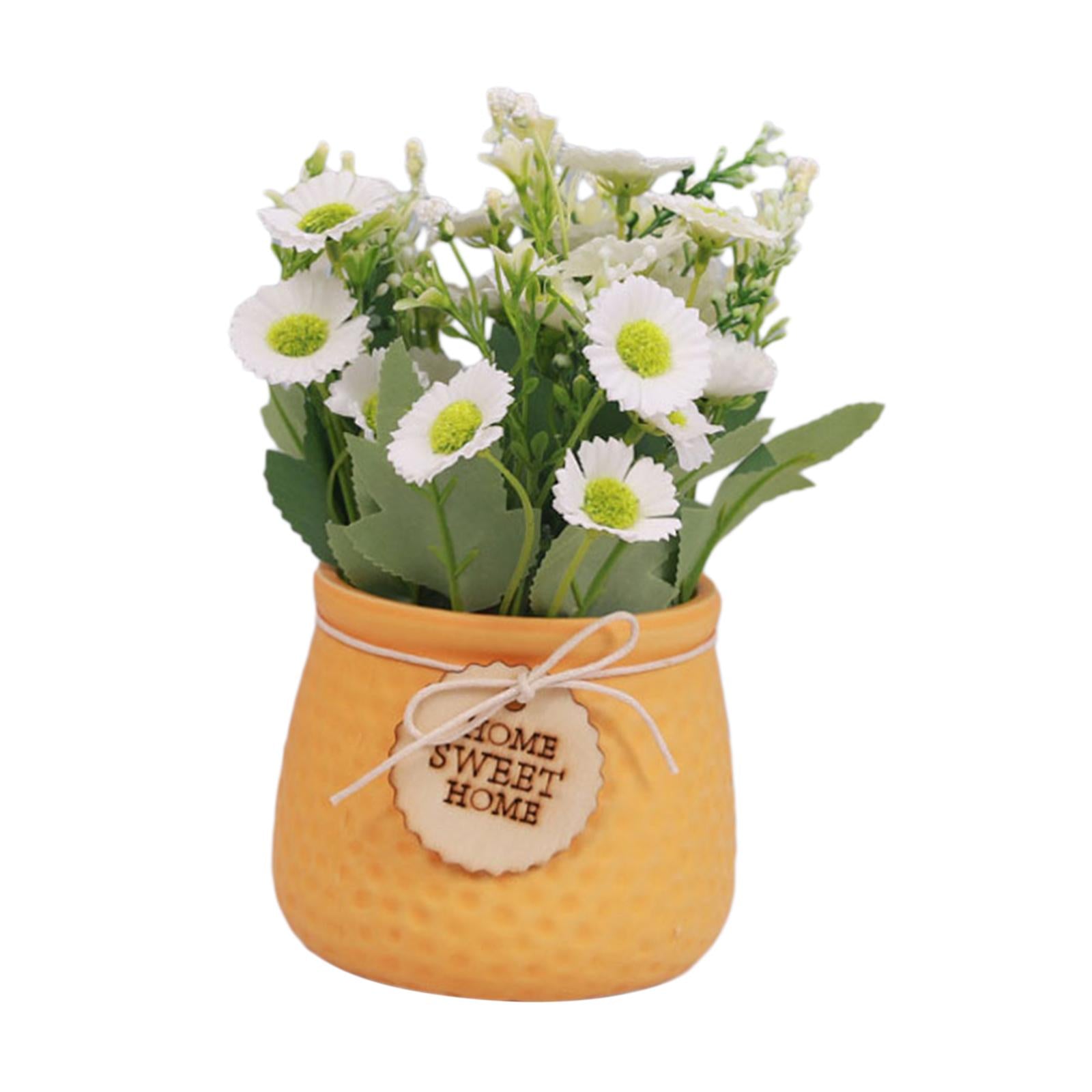 Simulated Plant Flowerpot Ornament Outdoor Plant Pots for Display Party Home Yellow vase