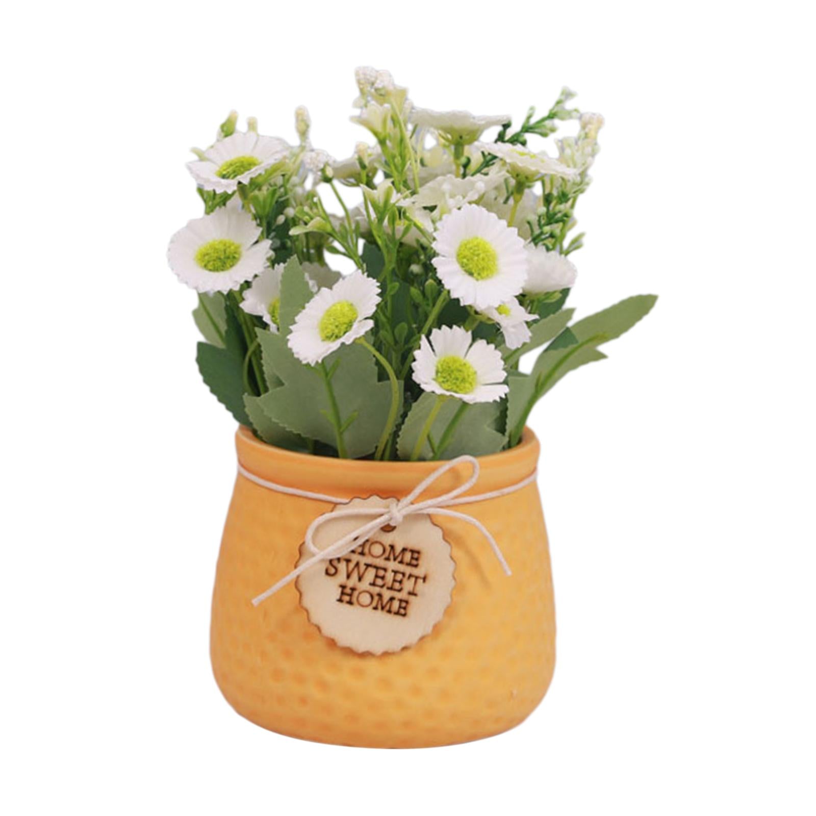 Simulated Plant Flowerpot Ornament Outdoor Plant Pots for Display Party Home Yellow vase