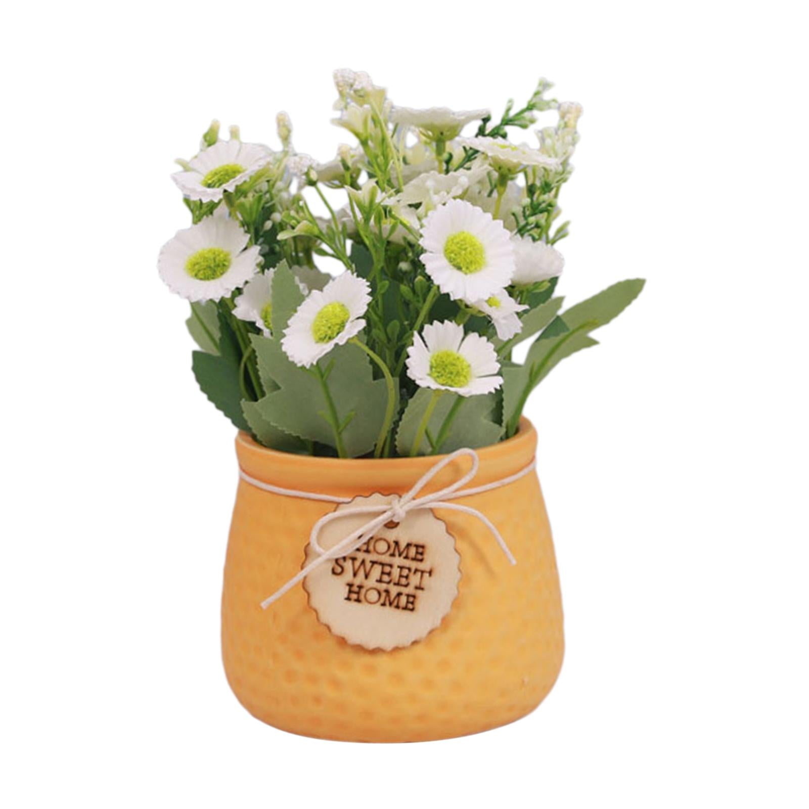 Simulated Plant Flowerpot Ornament Outdoor Plant Pots for Display Party Home Yellow vase