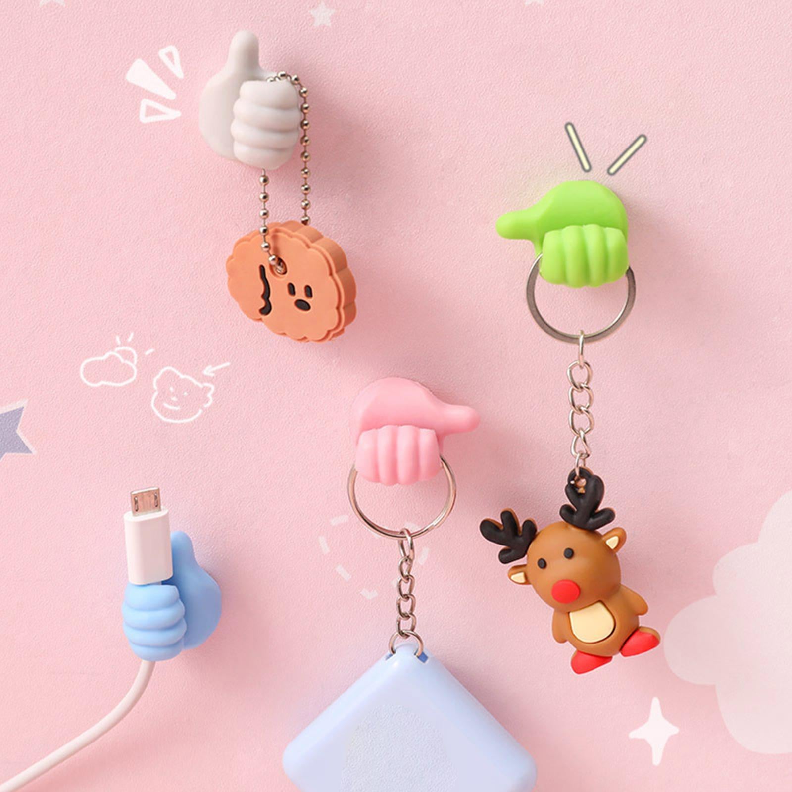 4xThumb Hooks Thumb up Shape Wall Hooks Thumb Cable Organizer Random Color 10 pieces