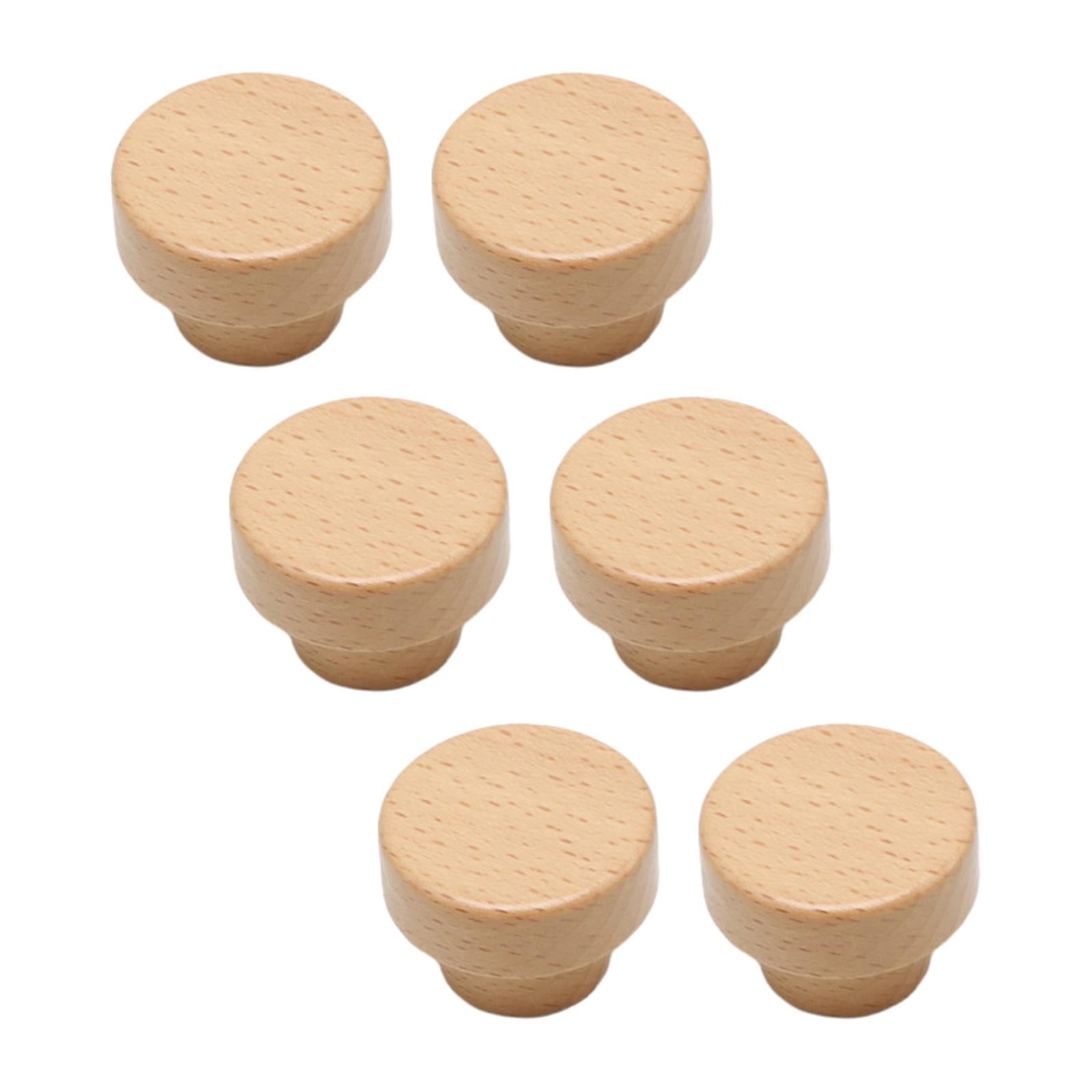 Drawer Pull Handles Dresser Furniture Wardrobe Bathroom Wooden Cabinet Knobs 6Pcs Flat Round