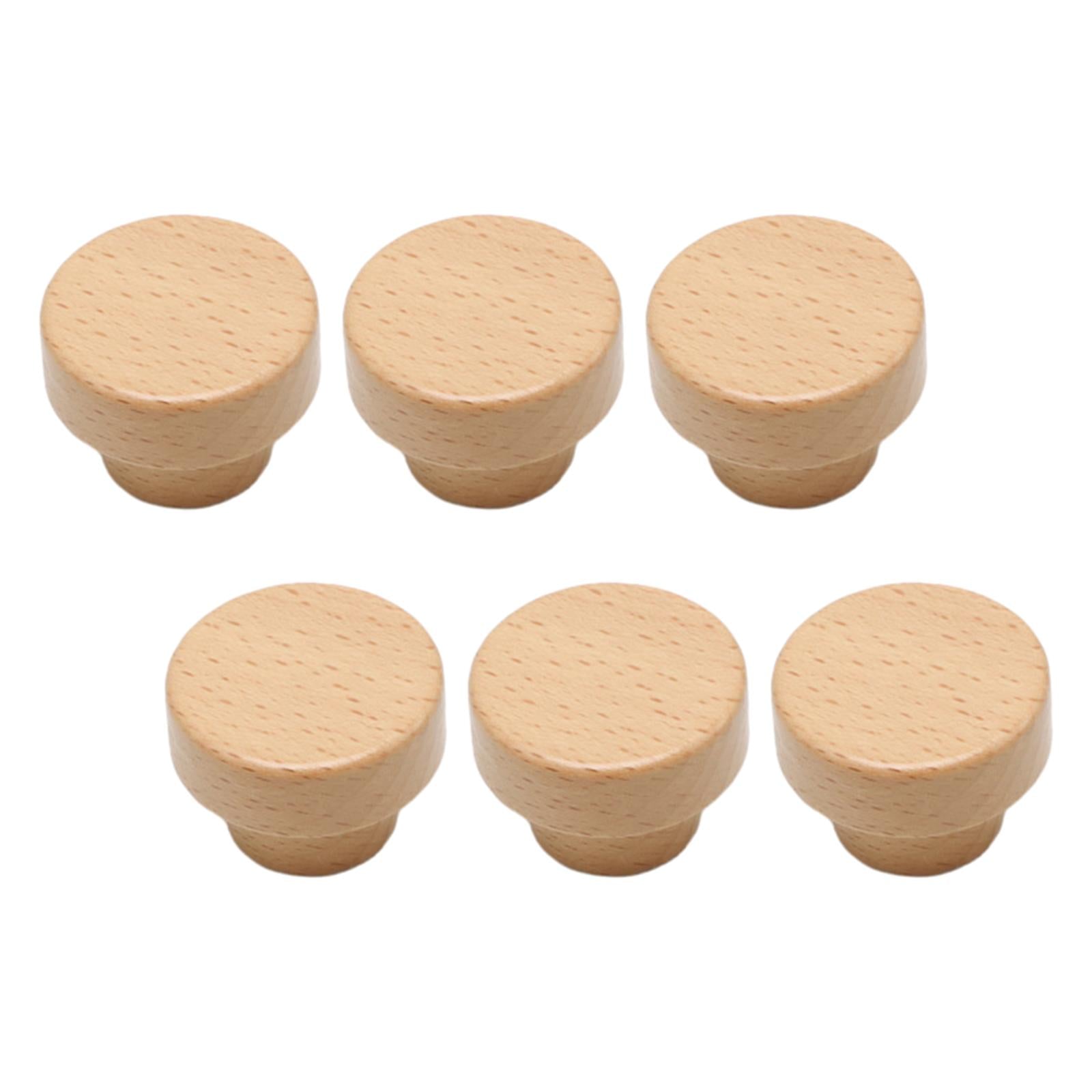 Drawer Pull Handles Dresser Furniture Wardrobe Bathroom Wooden Cabinet Knobs 6Pcs Flat Round