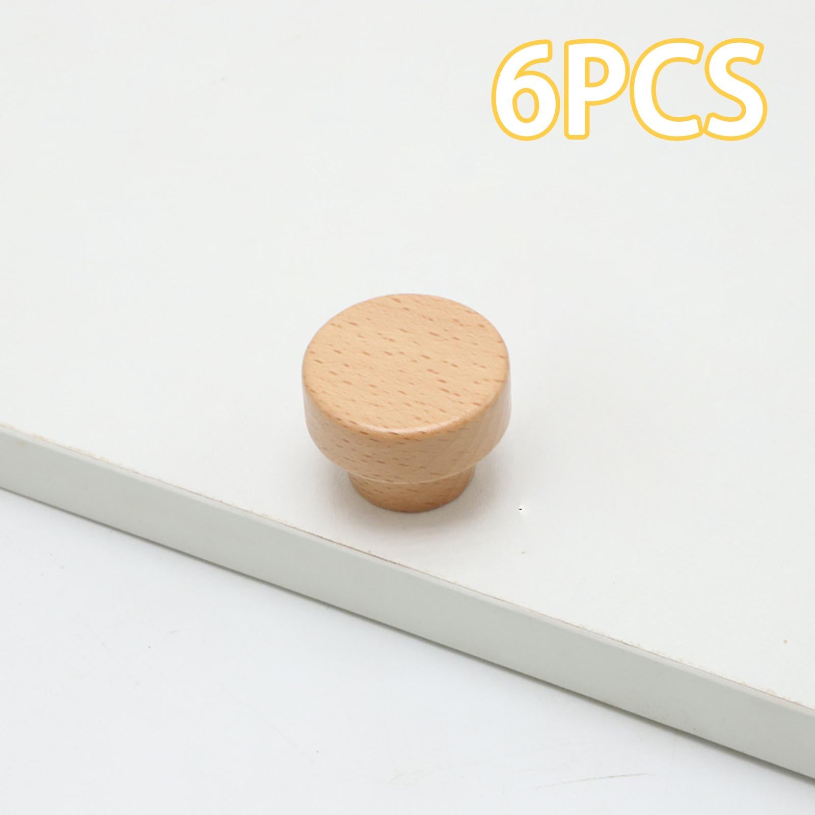 Drawer Pull Handles Dresser Furniture Wardrobe Bathroom Wooden Cabinet Knobs 6Pcs Flat Round