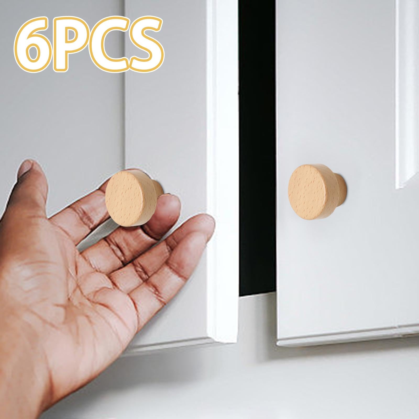 Drawer Pull Handles Dresser Furniture Wardrobe Bathroom Wooden Cabinet Knobs 6Pcs Flat Round