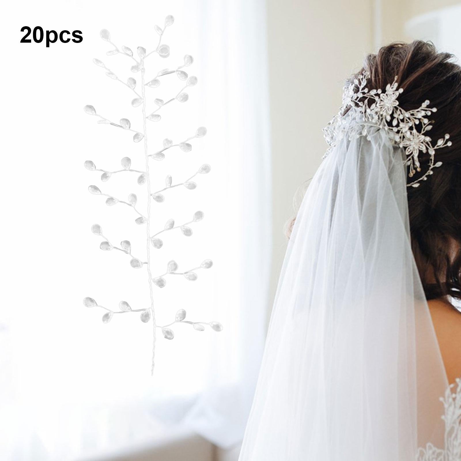 20 Acrylic Beads Drop Stems Flower Bouquet Wedding Vase Shower Buds Branches 15 Branches