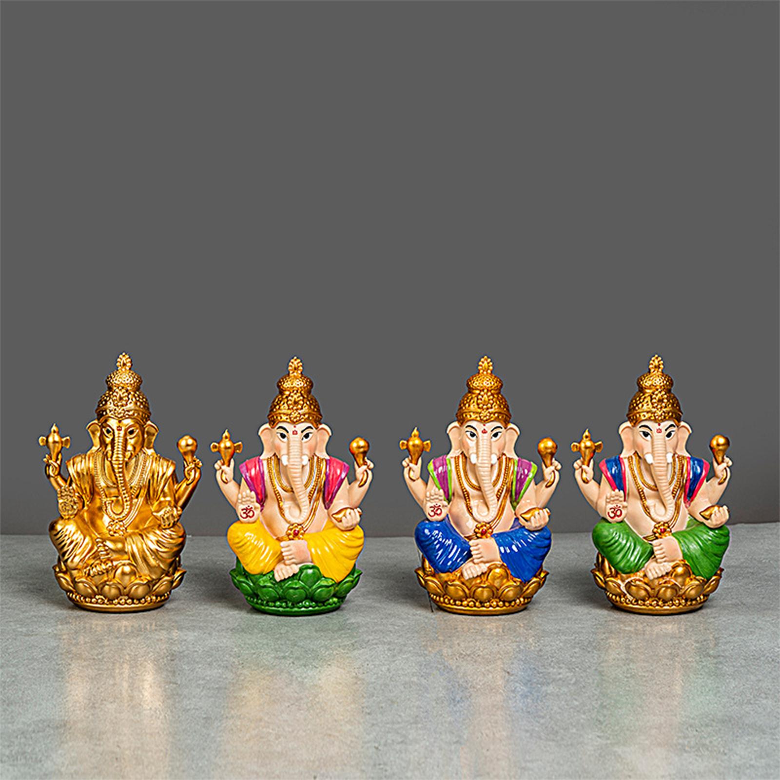 Ganesh Statue Resin Mini Elephant Buddha Statue for Living Room Office Table Blue
