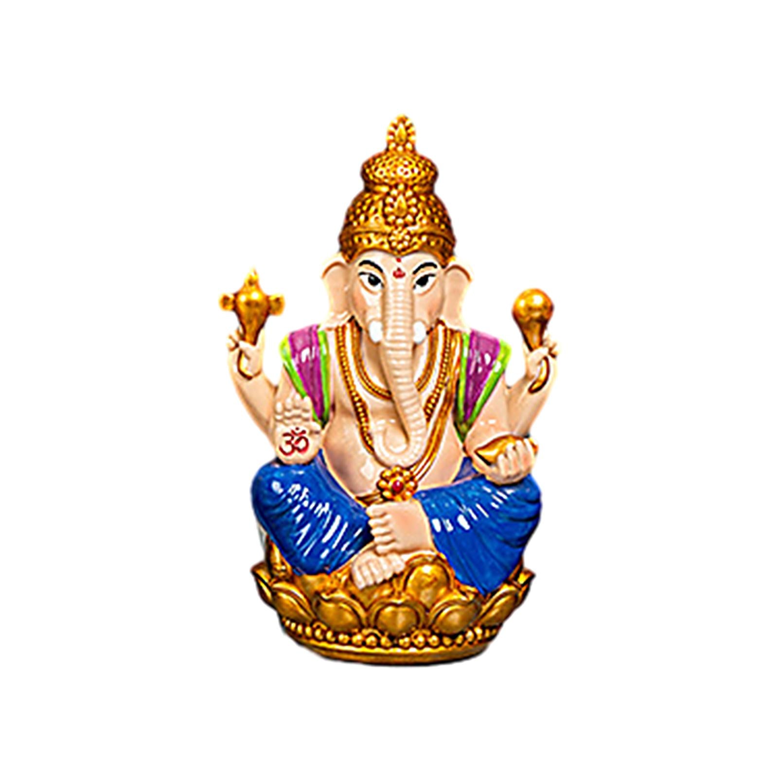 Ganesh Statue Resin Mini Elephant Buddha Statue for Living Room Office Table Blue