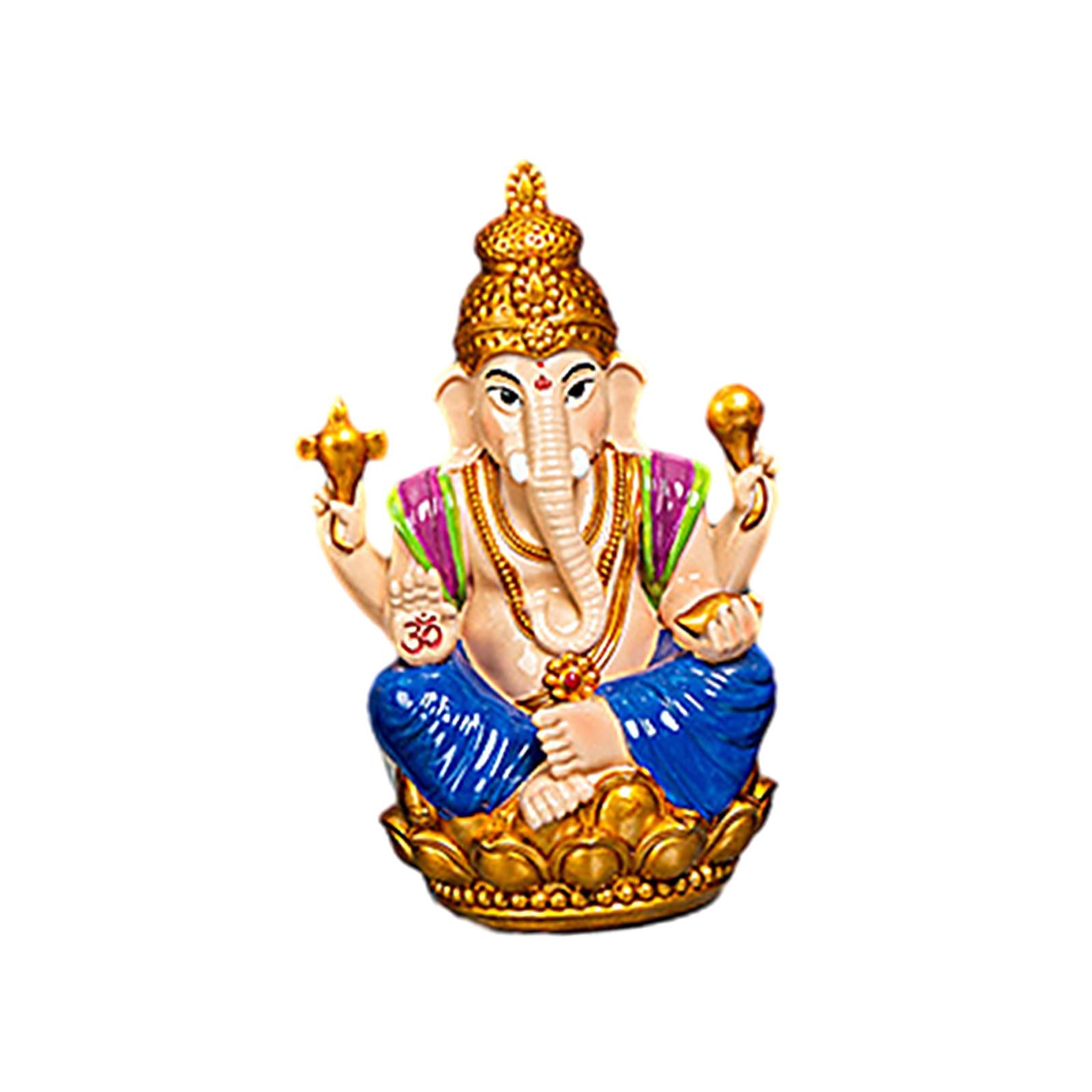 Ganesh Statue Resin Mini Elephant Buddha Statue for Living Room Office Table Blue