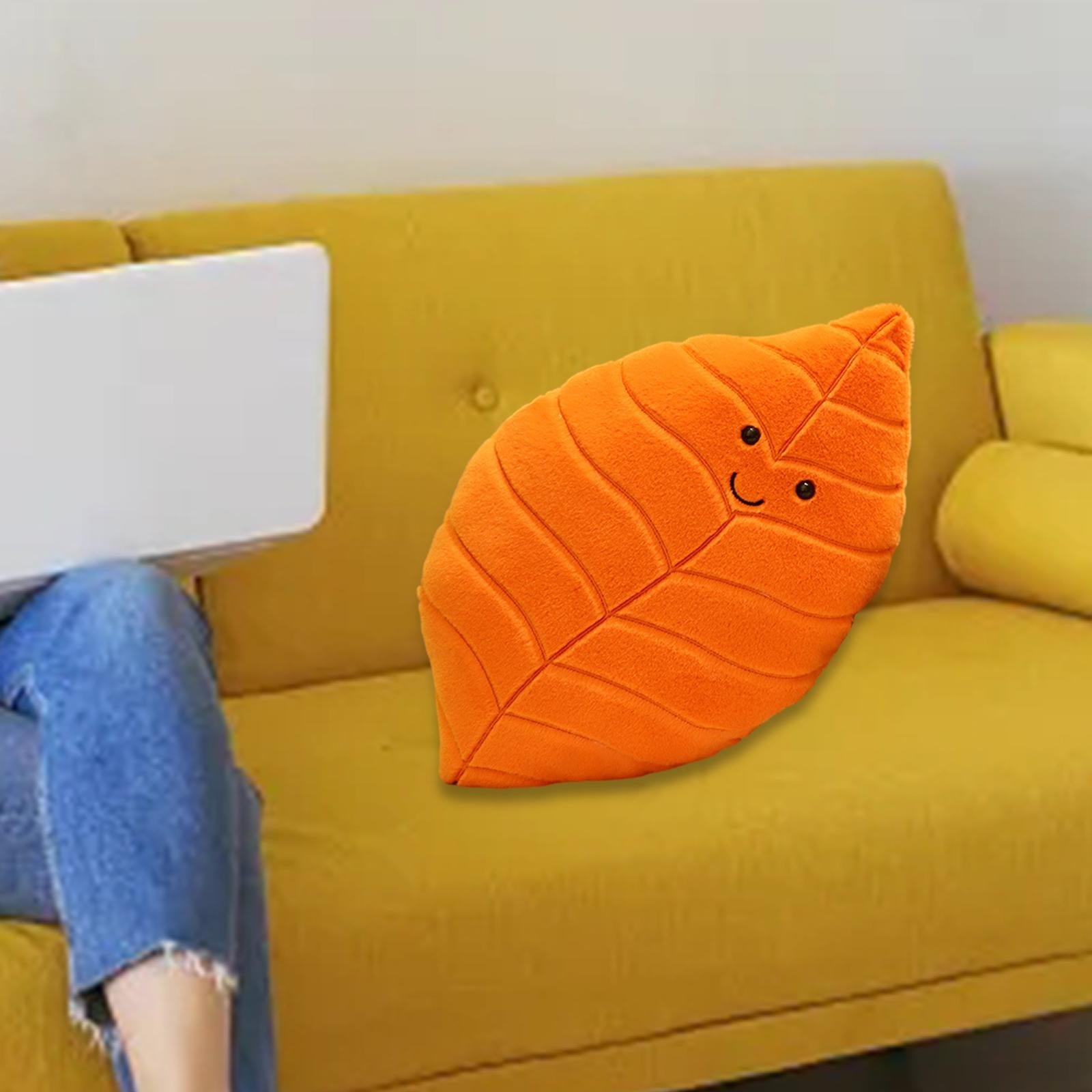 3D Leaf Plush Pillow Creative Back Cushion for Bedroom Couch Home Decoration Style F