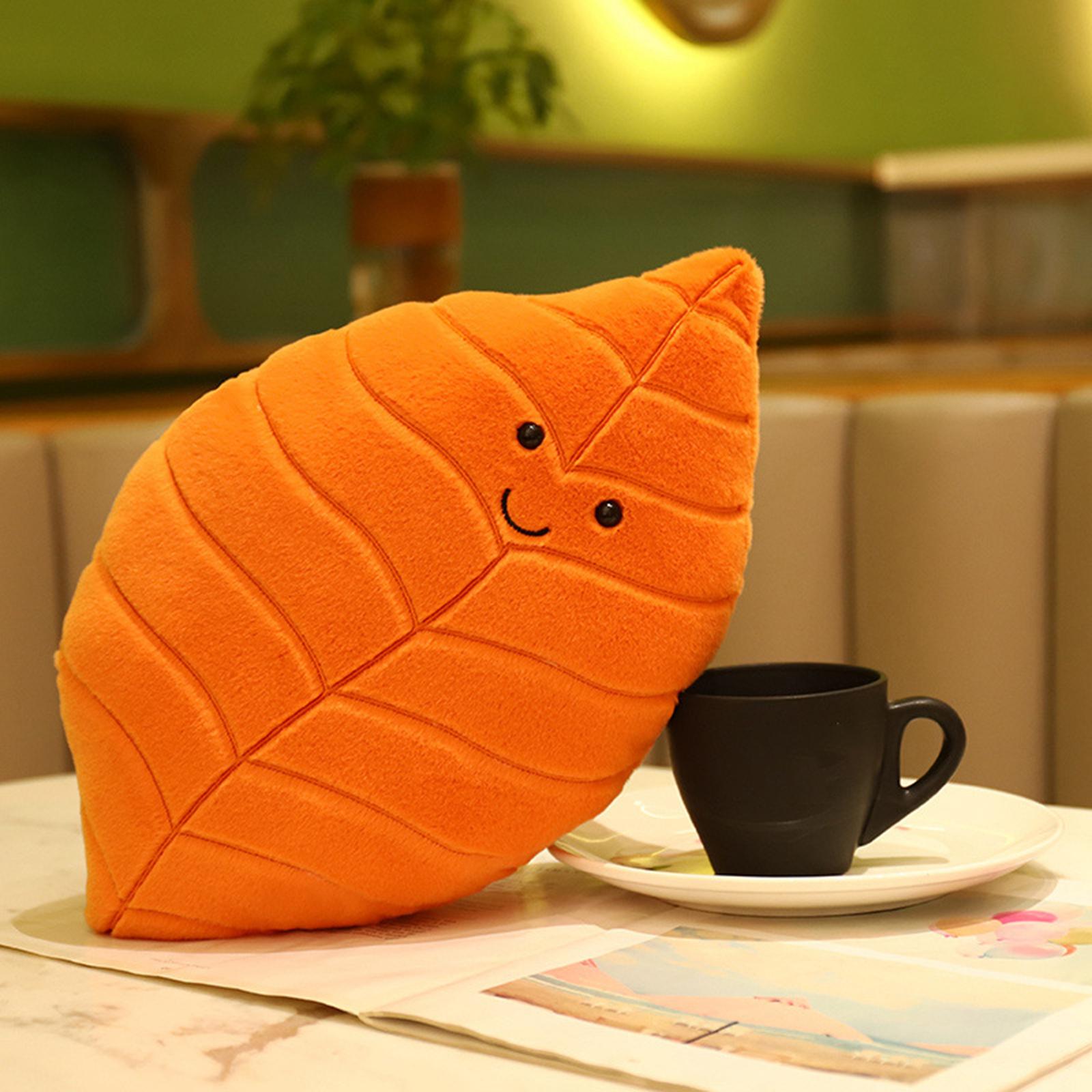 3D Leaf Plush Pillow Creative Back Cushion for Bedroom Couch Home Decoration Style F