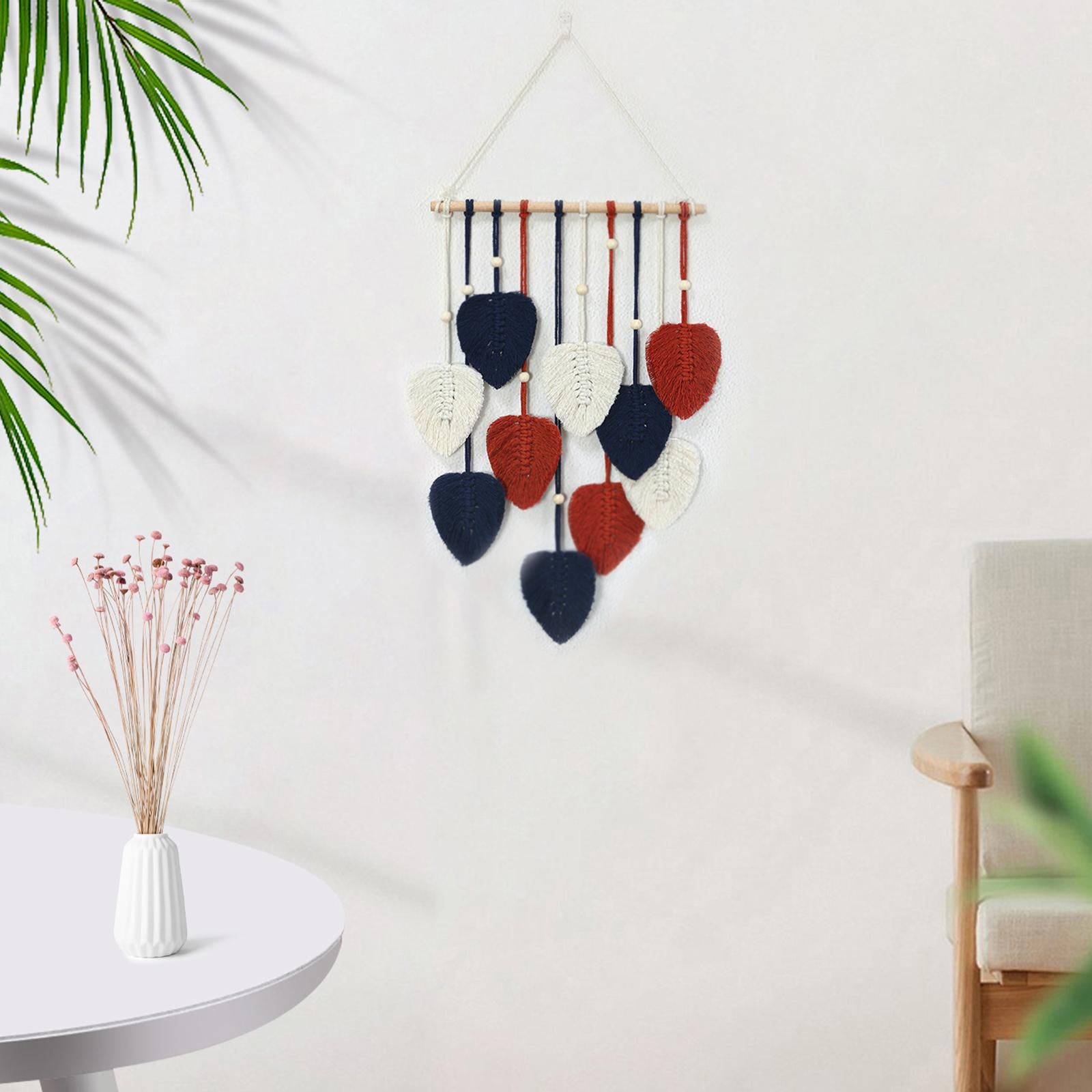 Macrame Leaf Hanging Leaf Tapestry for Apartment Farmhouse Nursery Navy Blue
