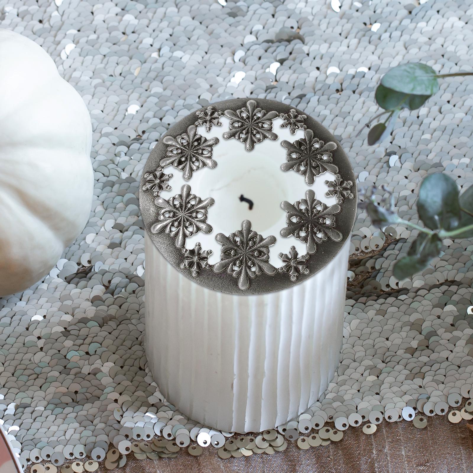Candle Topper Snowflake for Candle Jars Gift for Candle Lover Jar Candle Lid Silver