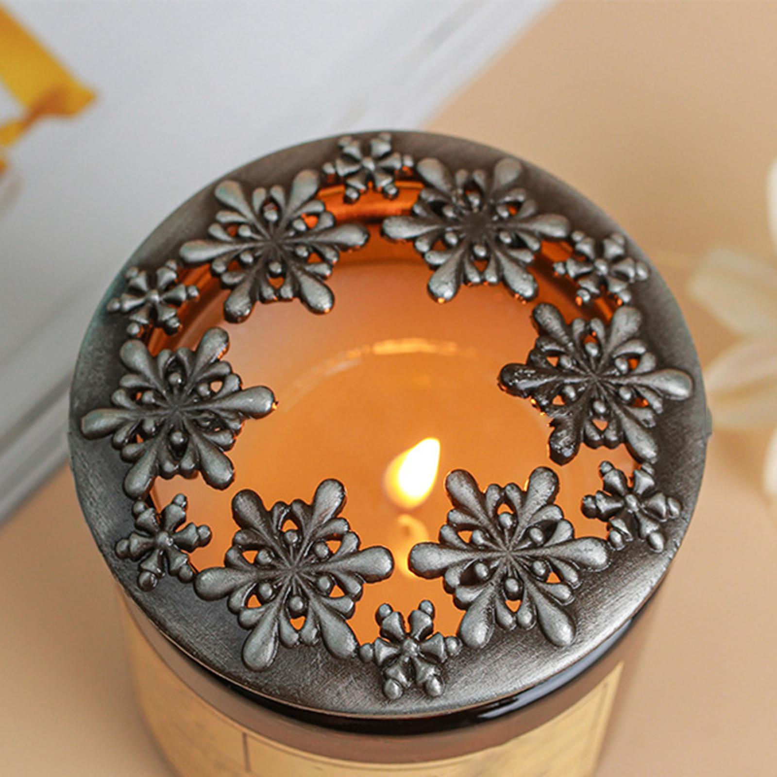 Candle Topper Snowflake for Candle Jars Gift for Candle Lover Jar Candle Lid Silver