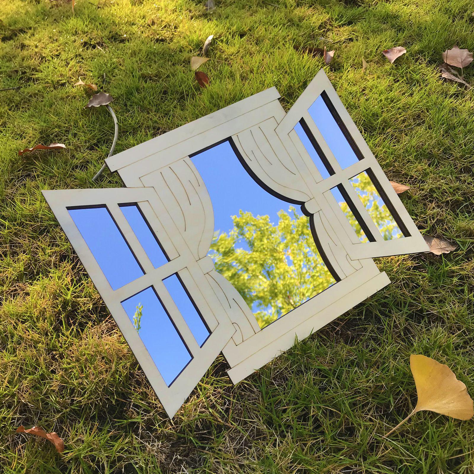 3 Pieces Window Wall Mirrors Vintage Rustic for Bedroom Living Room Bathroom Style B