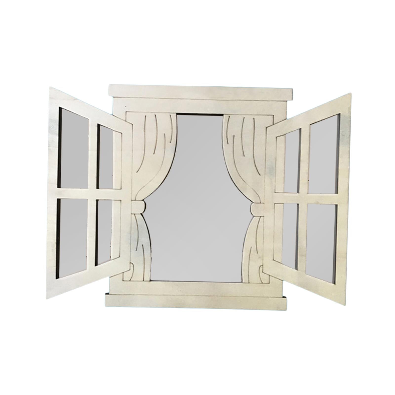 3 Pieces Window Wall Mirrors Vintage Rustic for Bedroom Living Room Bathroom Style B
