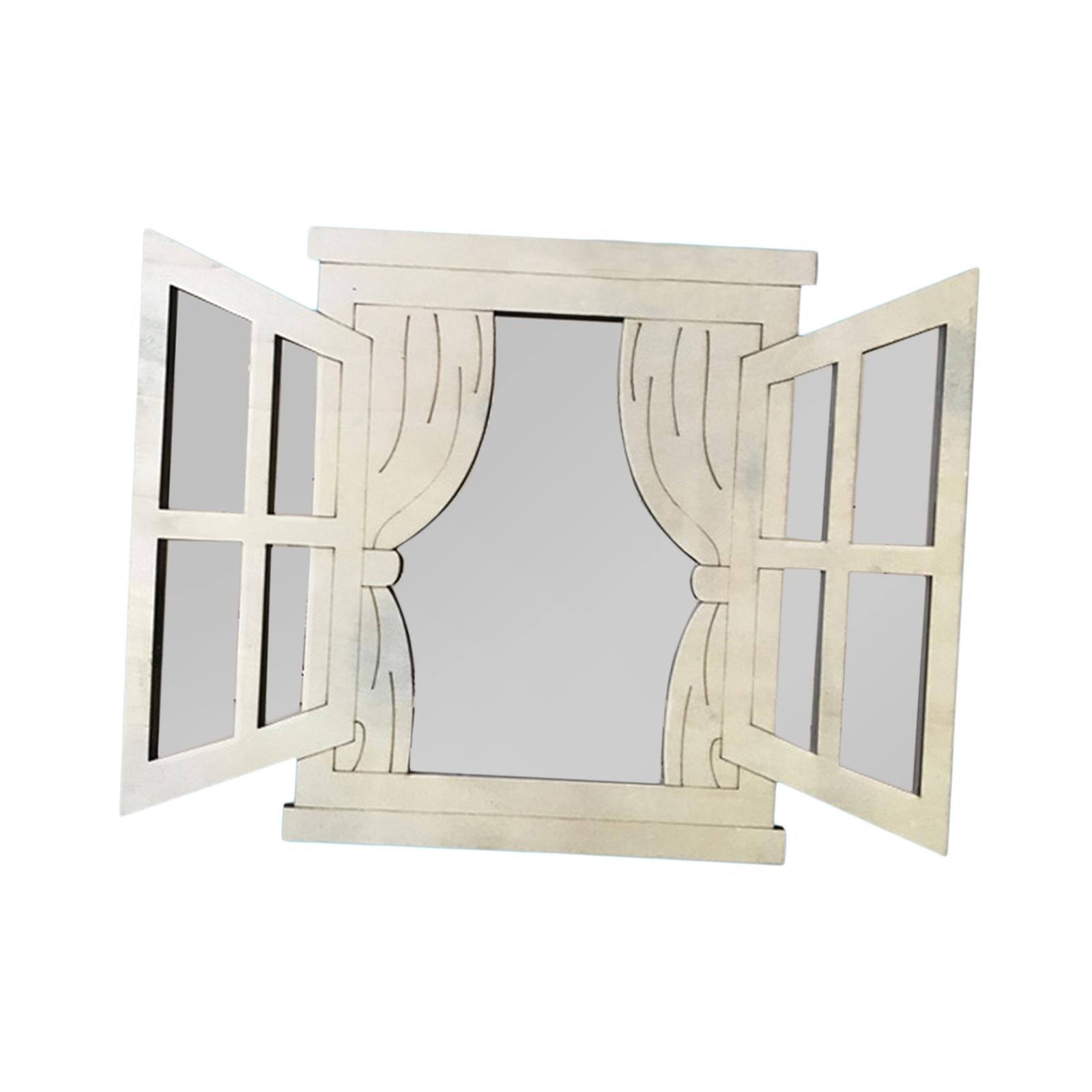 3 Pieces Window Wall Mirrors Vintage Rustic for Bedroom Living Room Bathroom Style B