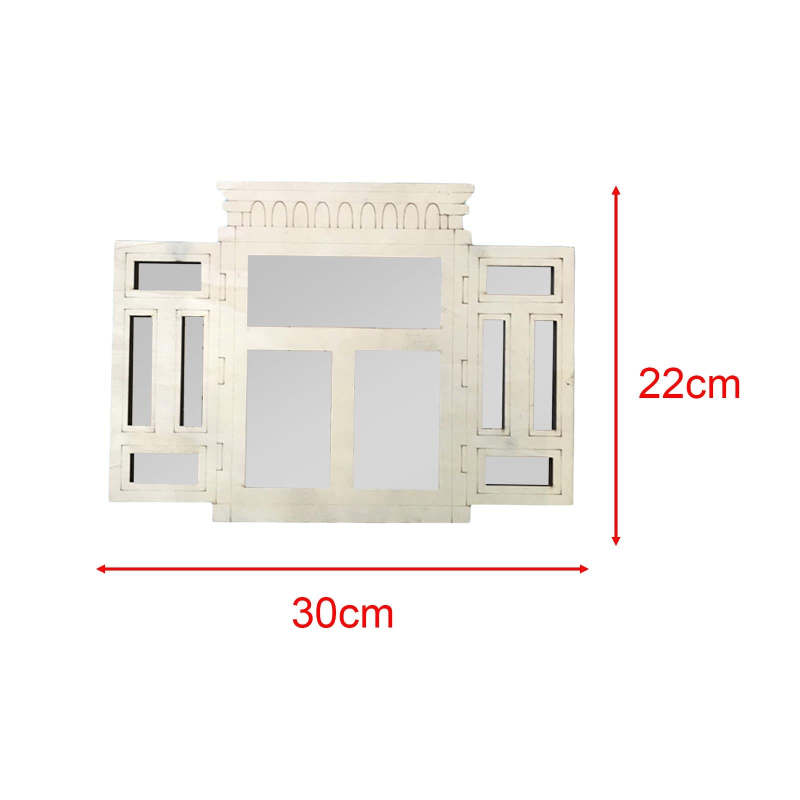 3 Pieces Window Wall Mirrors Vintage Rustic for Bedroom Living Room Bathroom Style C