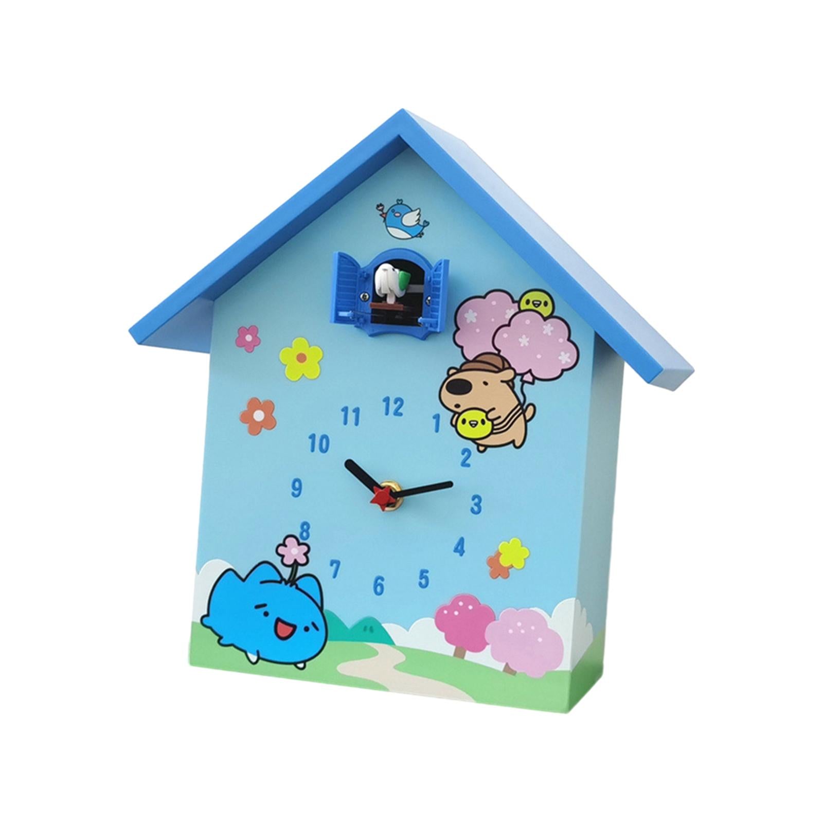 Cuckoo Clock Silent Non Ticking Birthday Gift Living Room Desktop Wall Clock Blue