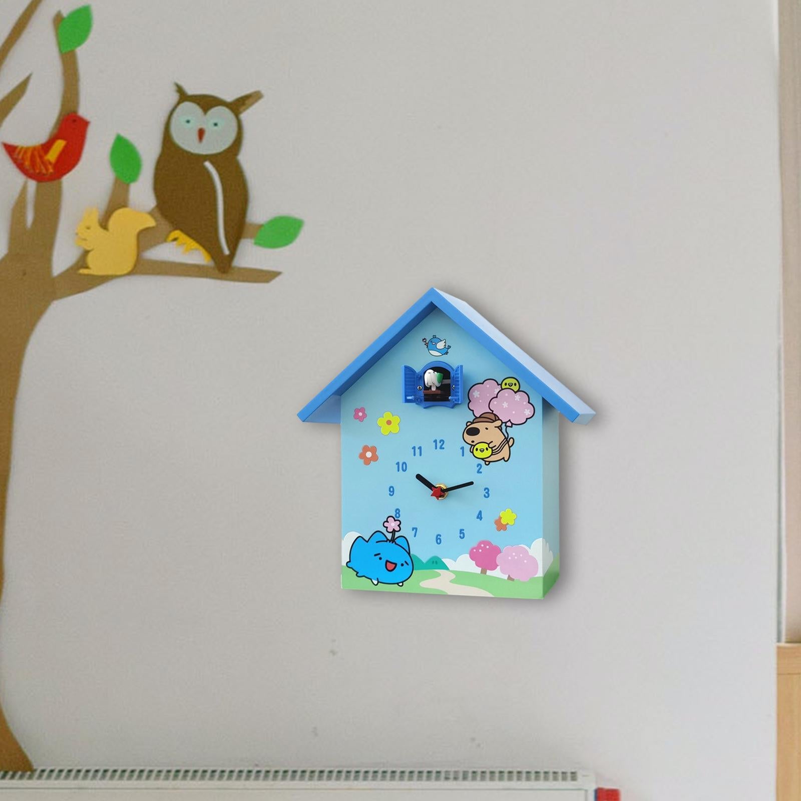 Cuckoo Clock Silent Non Ticking Birthday Gift Living Room Desktop Wall Clock Blue