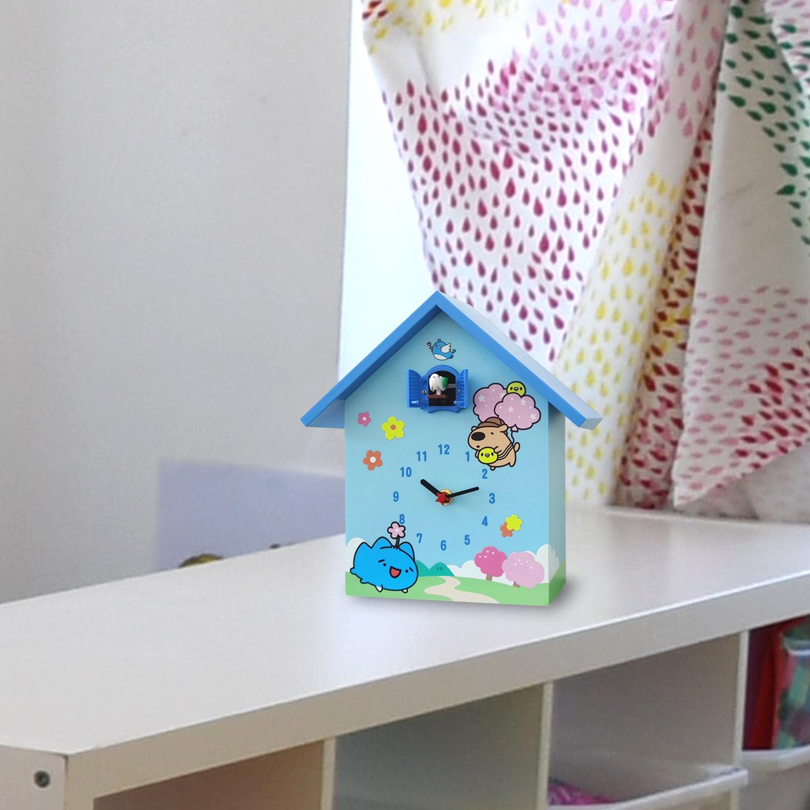 Cuckoo Clock Silent Non Ticking Birthday Gift Living Room Desktop Wall Clock Blue