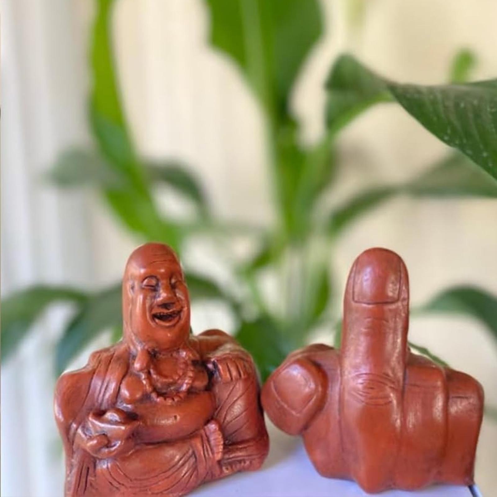 Middle Finger Laughing Buddha Statue Buddha Figurine for Bedroom Office Desk