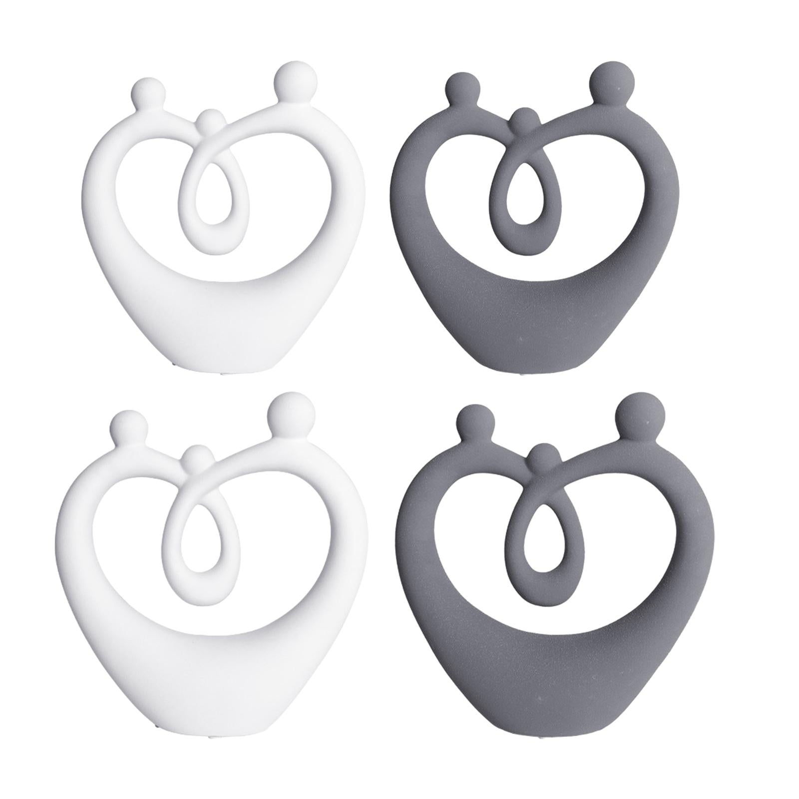Ceramic Family Figure Stylish Family Figurines for Table Anniversary Wedding White S