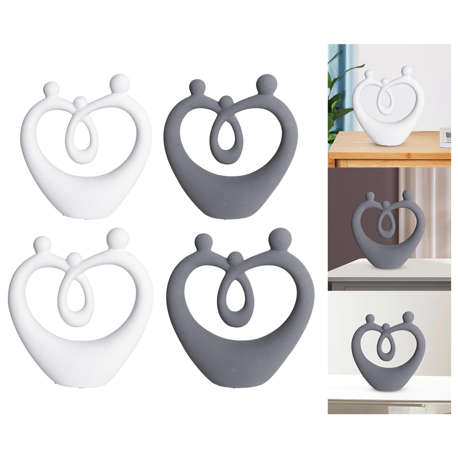 Ceramic Family Figure Stylish Family Figurines for Table Anniversary Wedding White S