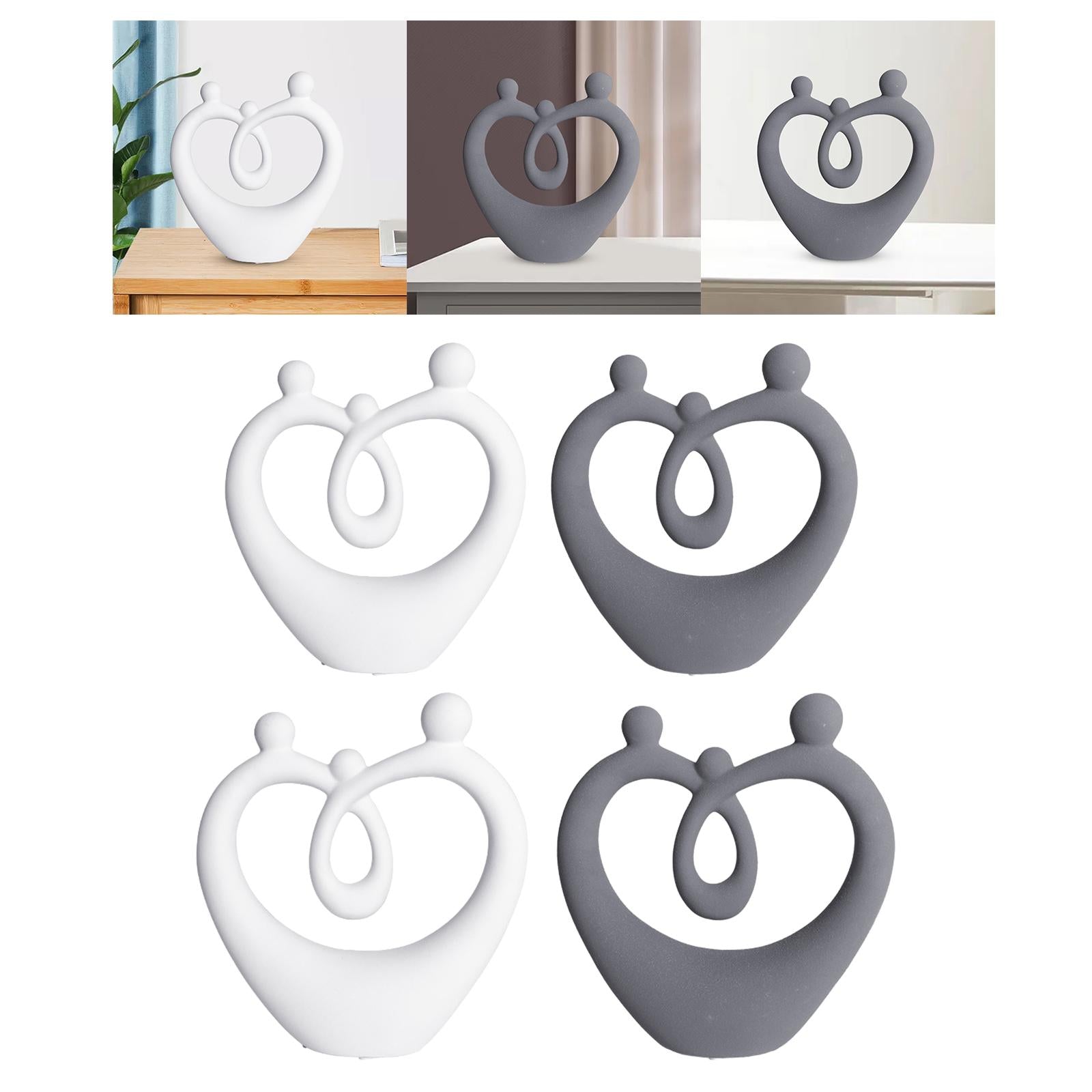 Ceramic Family Figure Stylish Family Figurines for Table Anniversary Wedding White S