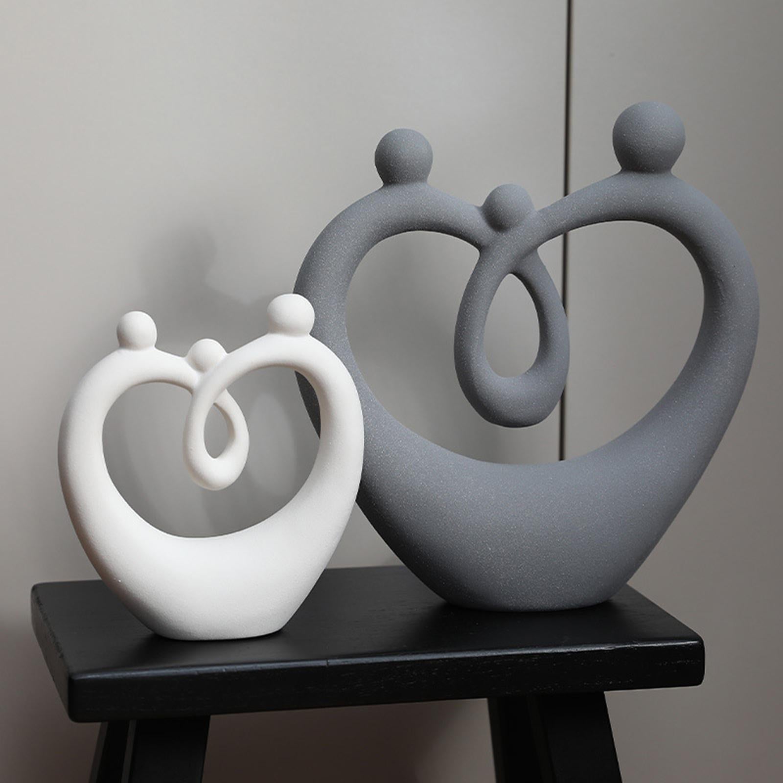 Ceramic Family Figure Stylish Family Figurines for Table Anniversary Wedding White S
