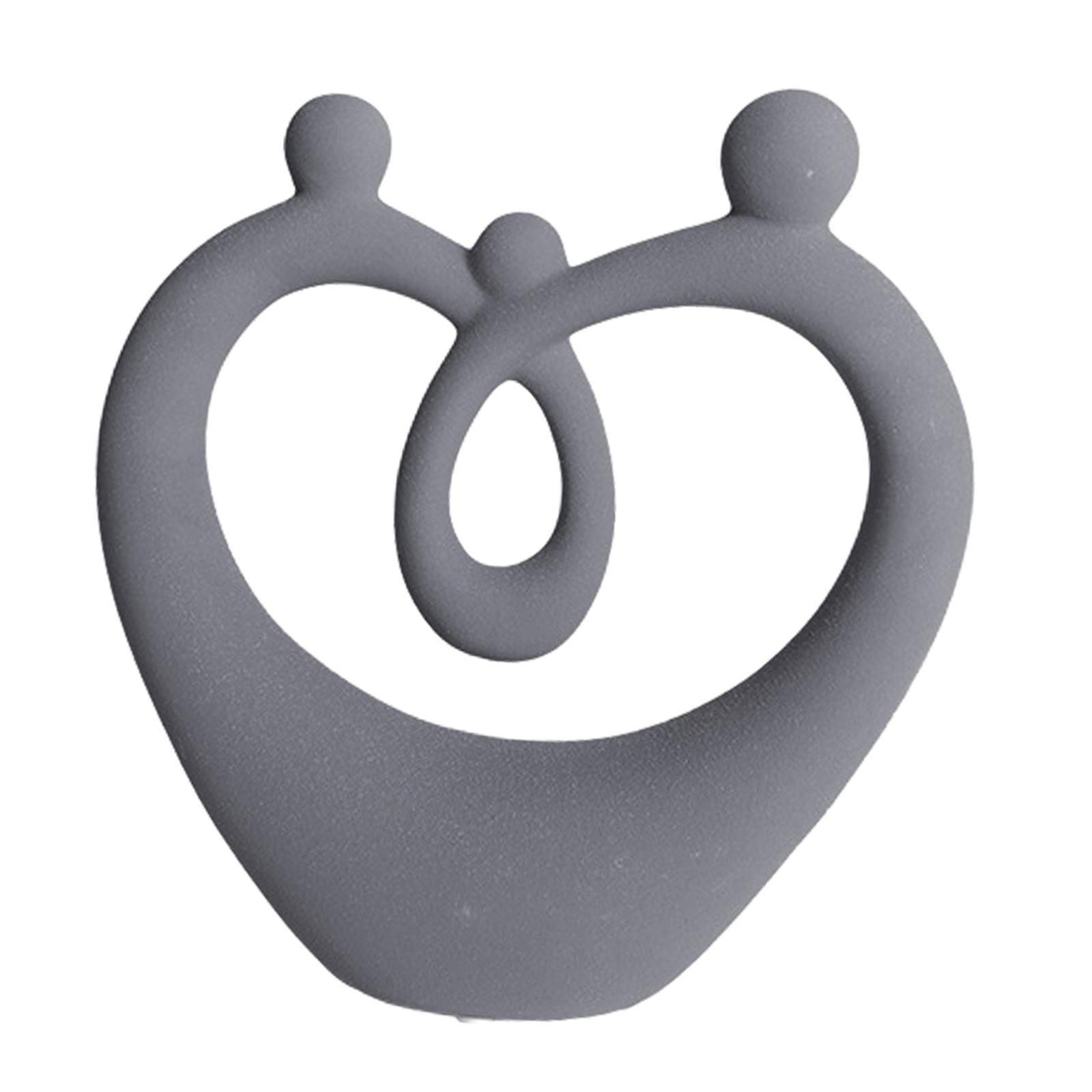Ceramic Family Figure Stylish Family Figurines for Table Anniversary Wedding Gray S
