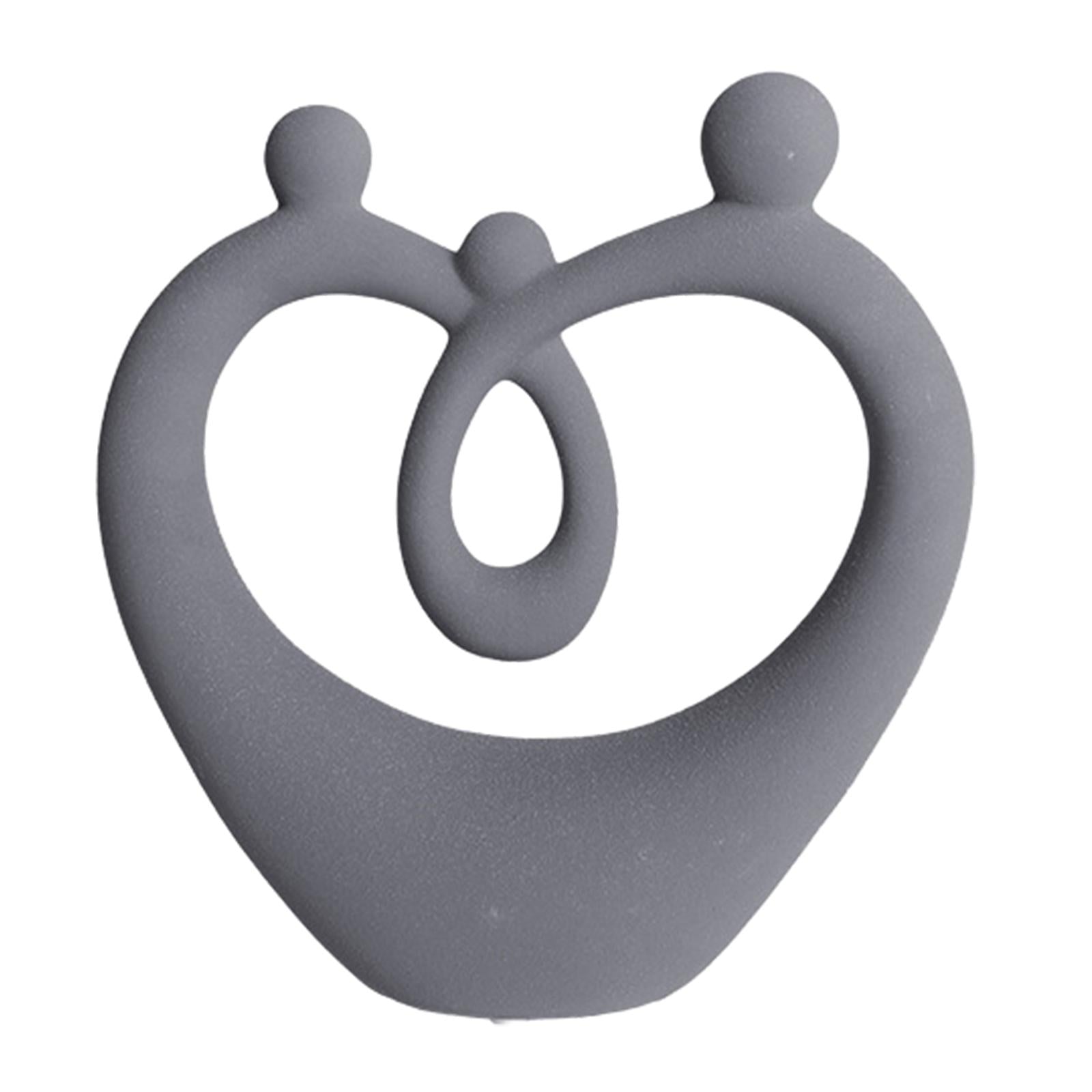 Ceramic Family Figure Stylish Family Figurines for Table Anniversary Wedding Gray S