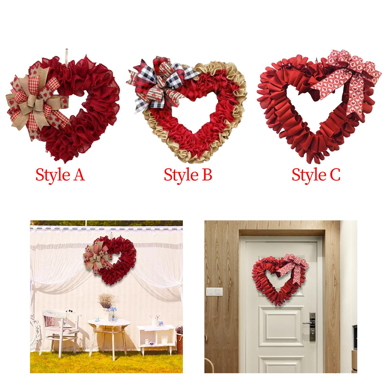 Heart Shaped Wreath for Front Door Sign Romantic Party Valentines Day Wreath Type A
