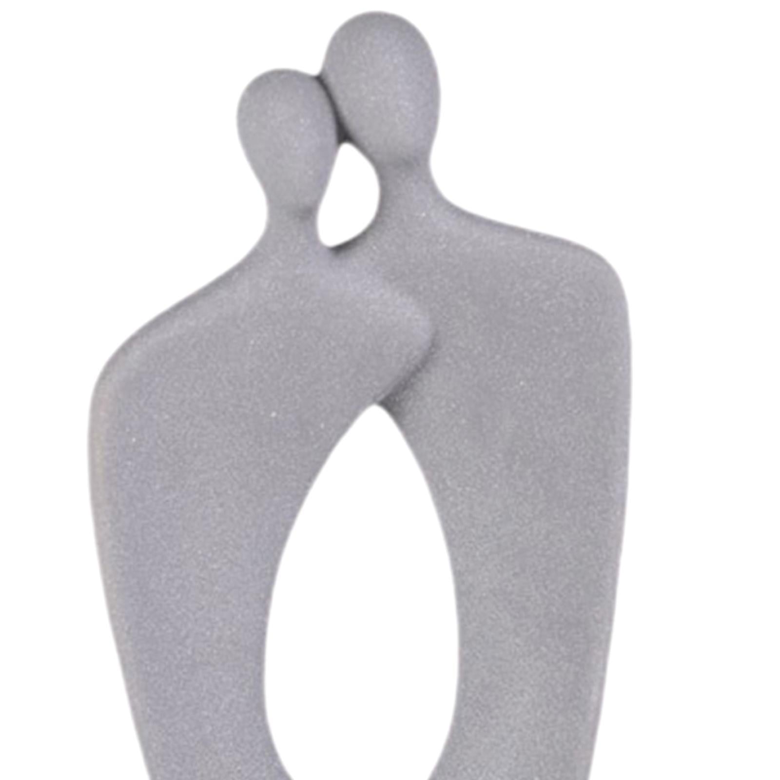 Couple Statue Abstract Desktop Ornament for Office Fireplace Home Decoration Gray