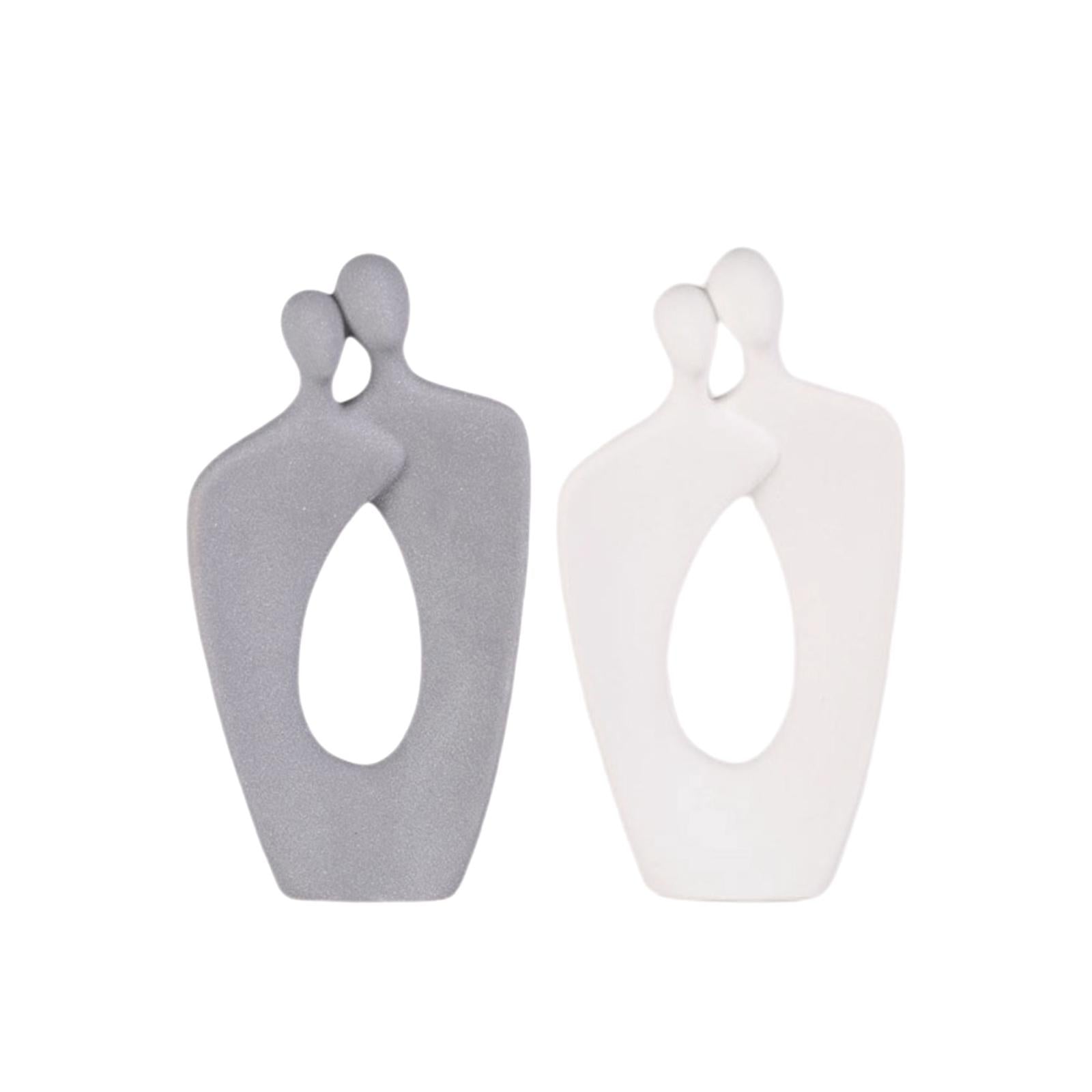 Couple Statue Abstract Desktop Ornament for Office Fireplace Home Decoration Gray
