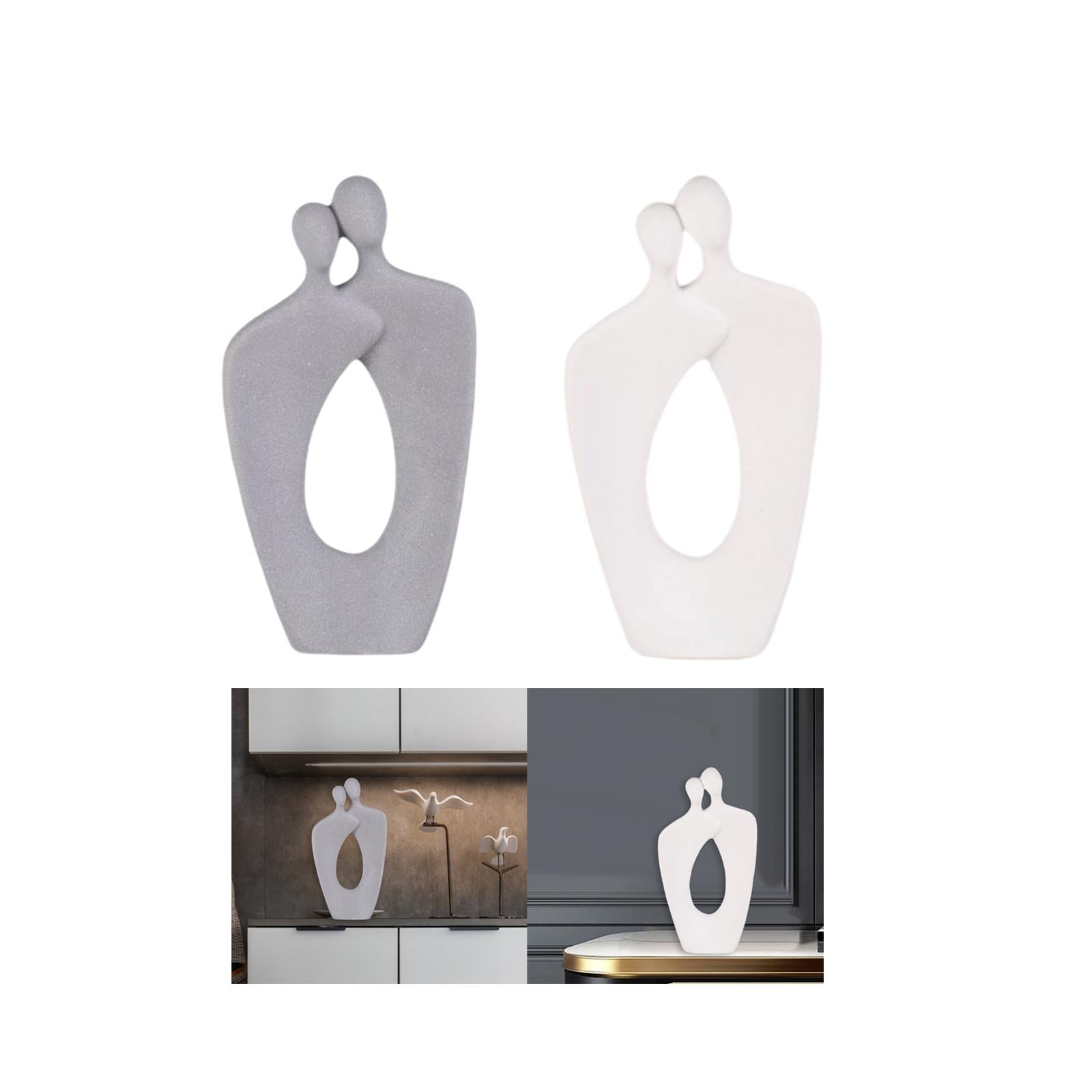Couple Statue Abstract Desktop Ornament for Office Fireplace Home Decoration Gray