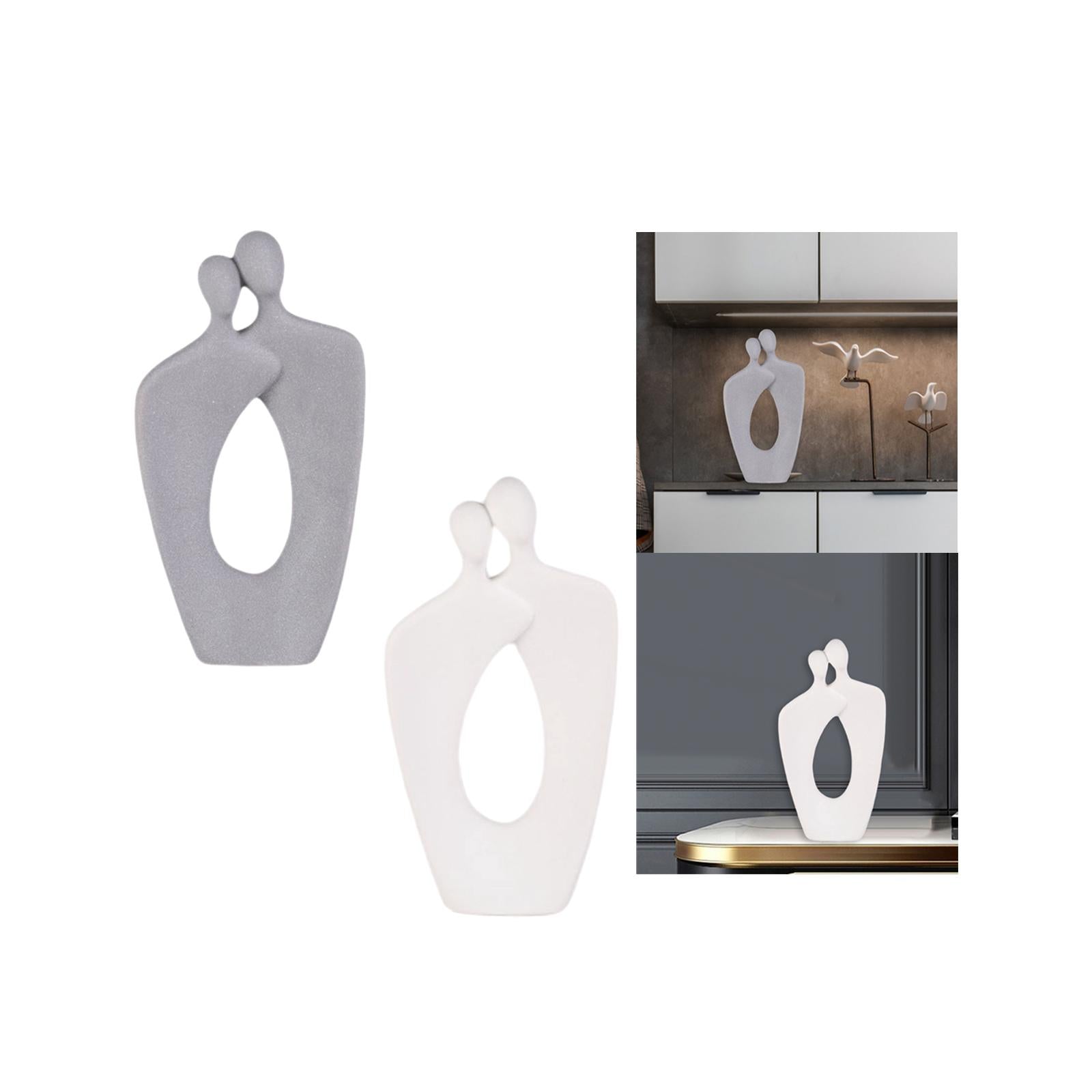Couple Statue Abstract Desktop Ornament for Office Fireplace Home Decoration Gray