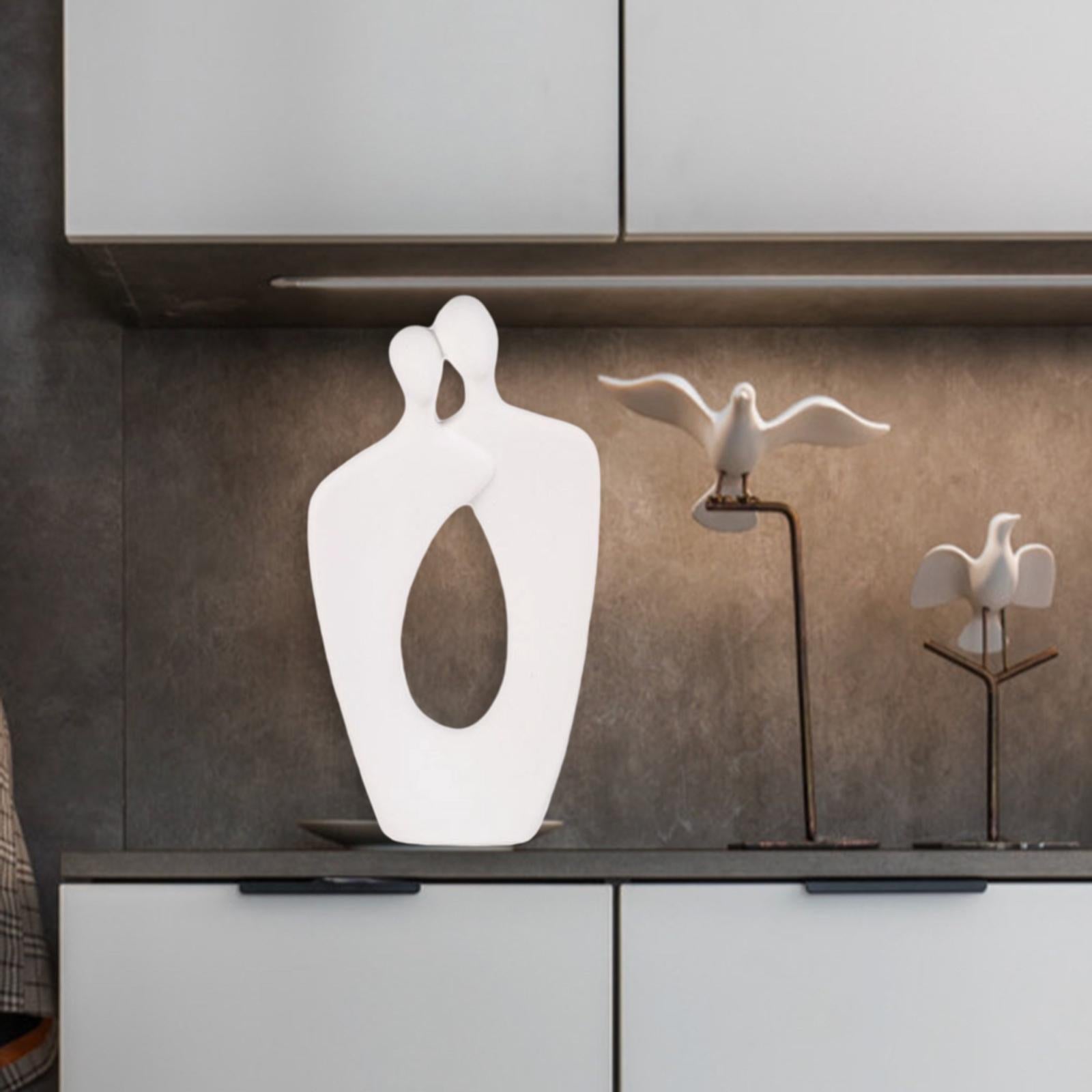 Couple Statue Abstract Desktop Ornament for Office Fireplace Home Decoration White