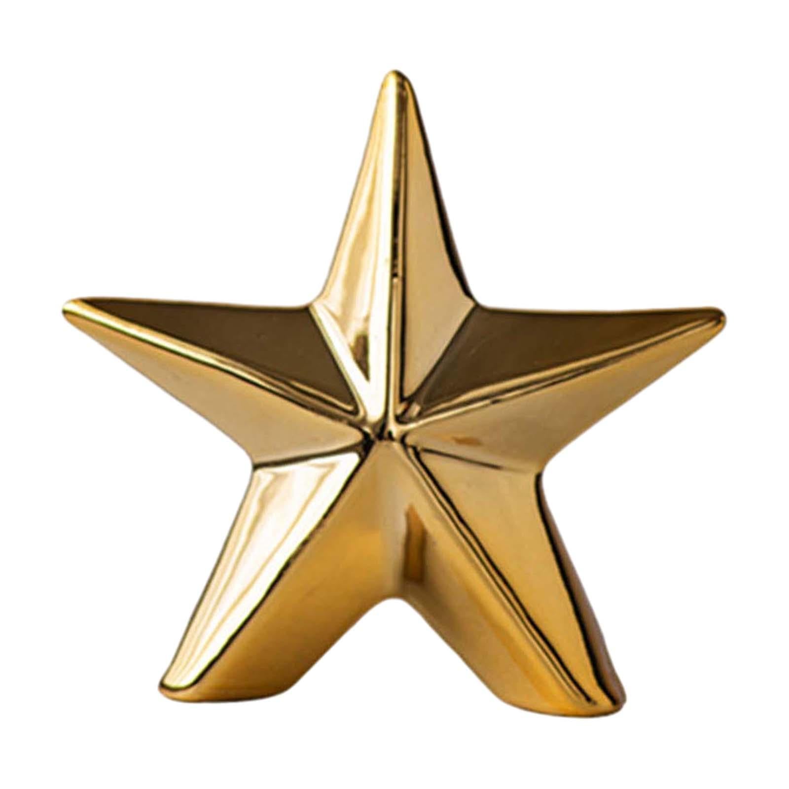 Star Figurine Decorative Ceramic Sculpture for Living Room Cabinet Bookshelf Gold