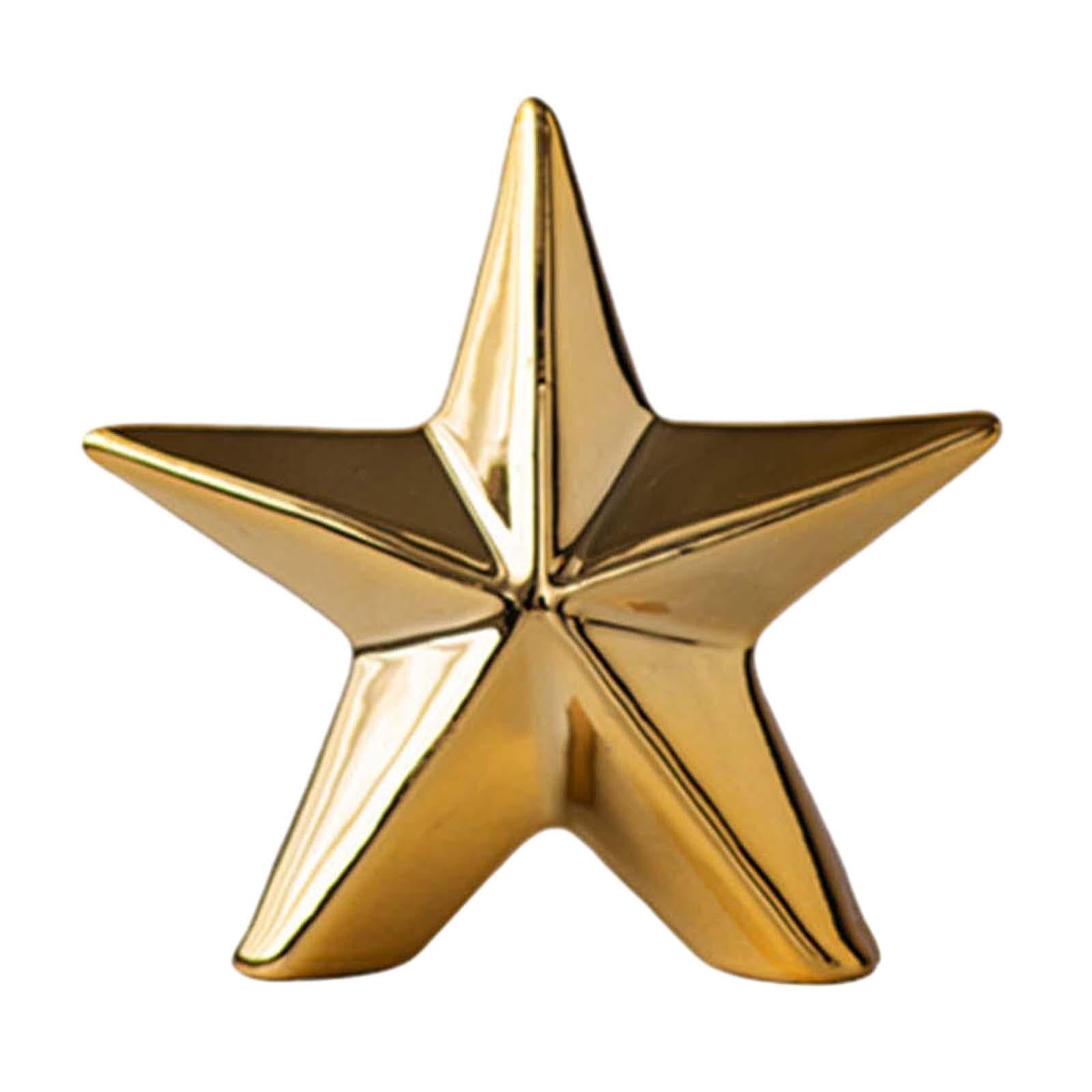 Star Figurine Decorative Ceramic Sculpture for Living Room Cabinet Bookshelf Gold