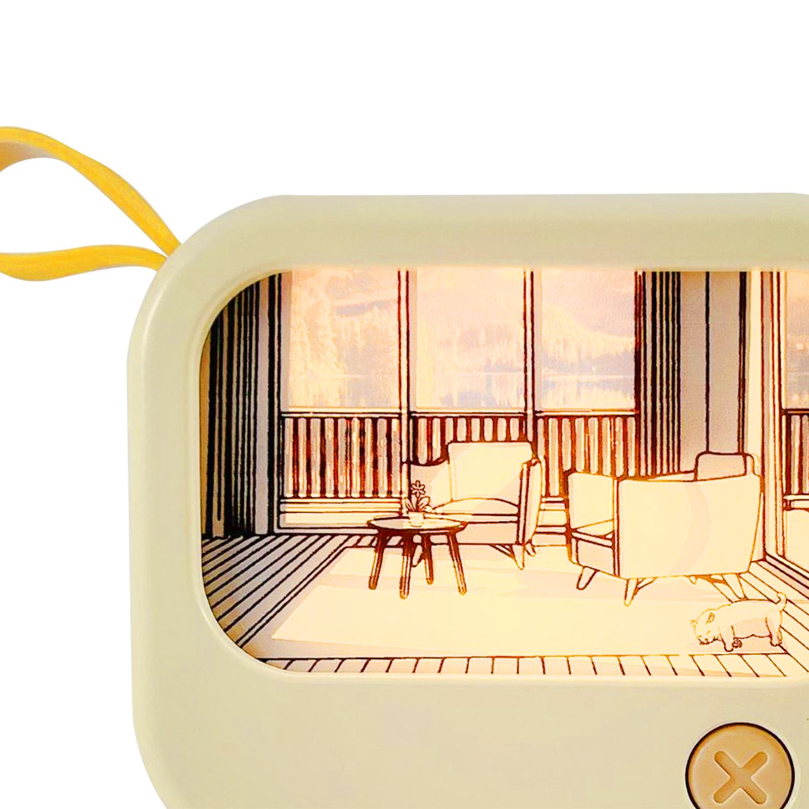 TV Painting Night Light for NightStand Bedroom Office Decoration Living Room Yellow