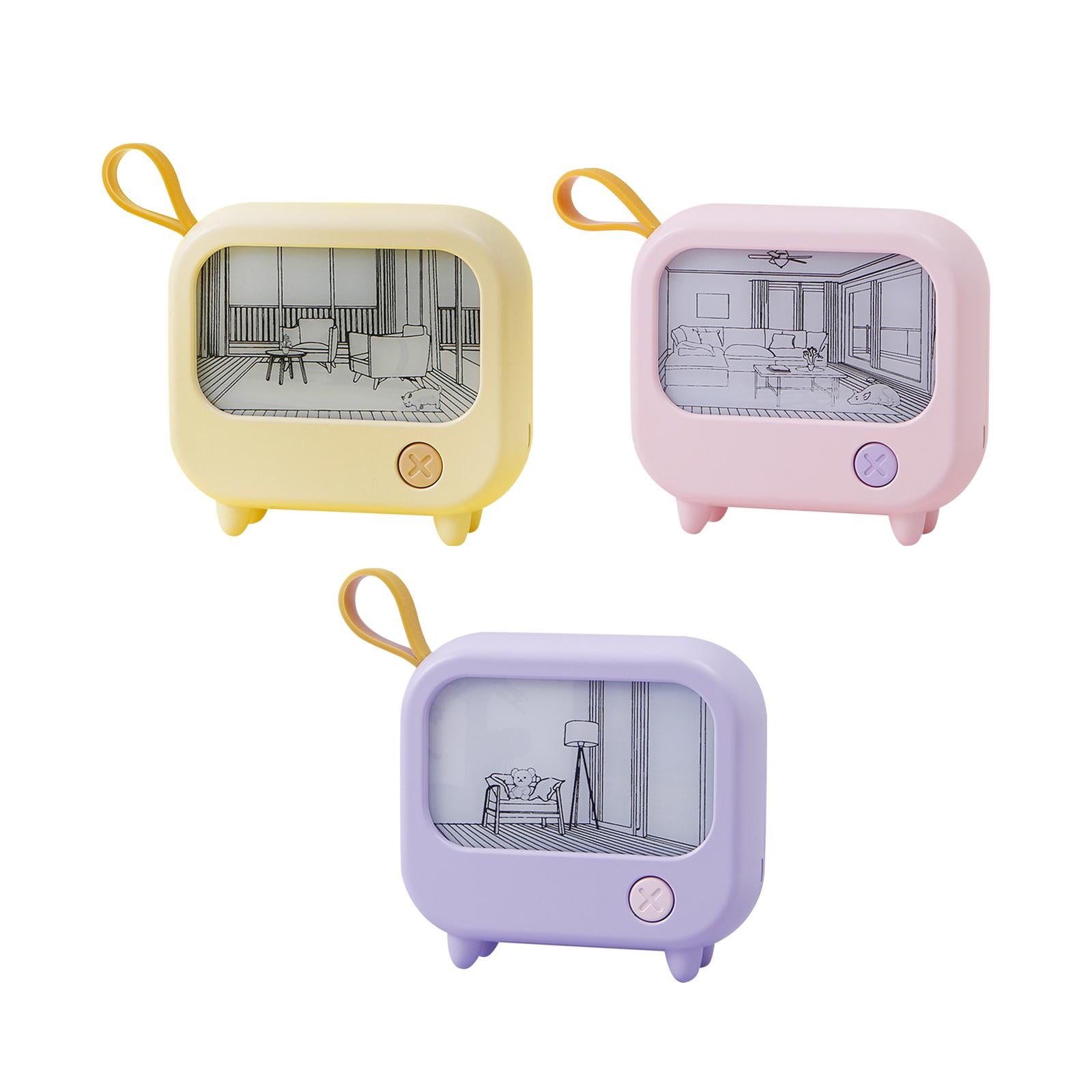 TV Painting Night Light for NightStand Bedroom Office Decoration Living Room Yellow