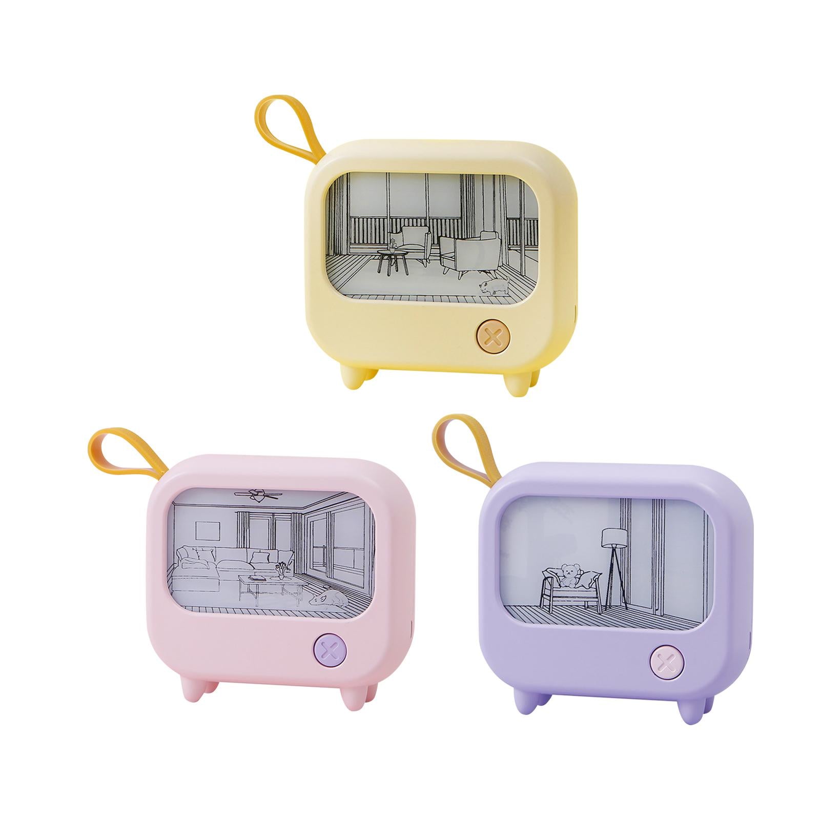 TV Painting Night Light for NightStand Bedroom Office Decoration Living Room Yellow