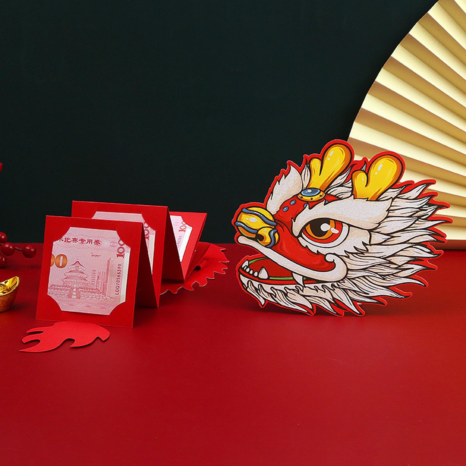 3x 2024 The Gift Wedding Favors Dragon Pattern Envelope New Year Red Packets