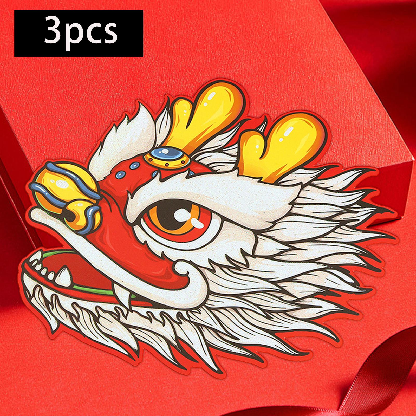 3x 2024 The Gift Wedding Favors Dragon Pattern Envelope New Year Red Packets