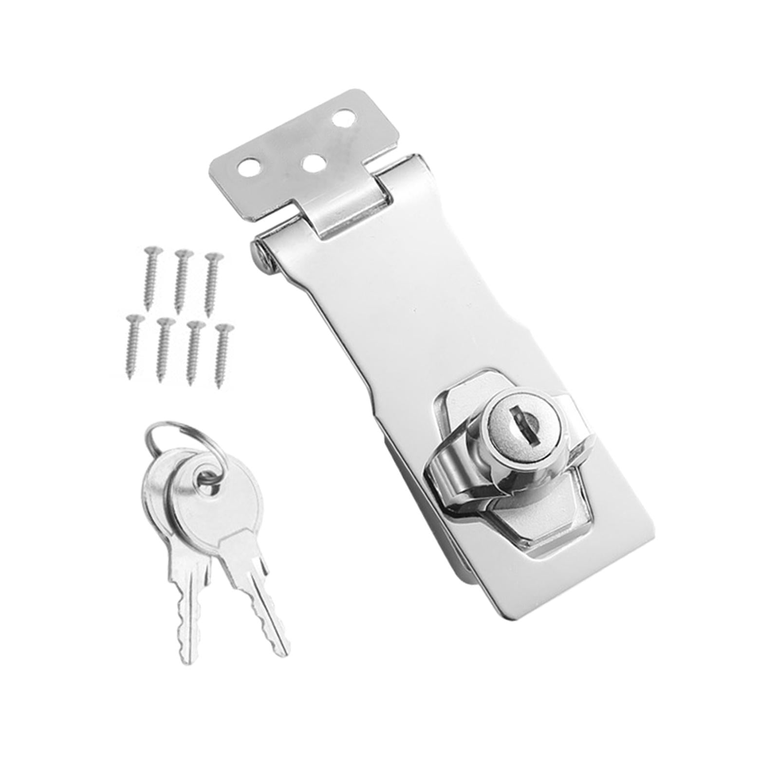 Keyed Hasp Locks with 2 Keys Cabinet Knob Lock for Cabinet Door Drawer Boxes 4inch Silver