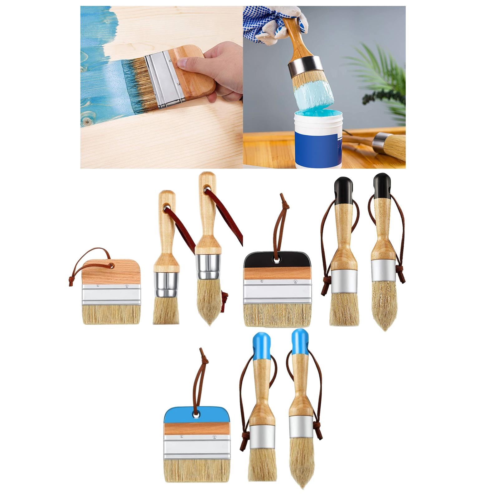 3Pcs Chalk and Wax Paint Brushes Sturdy Portable for Table Ceilings Dressers Black