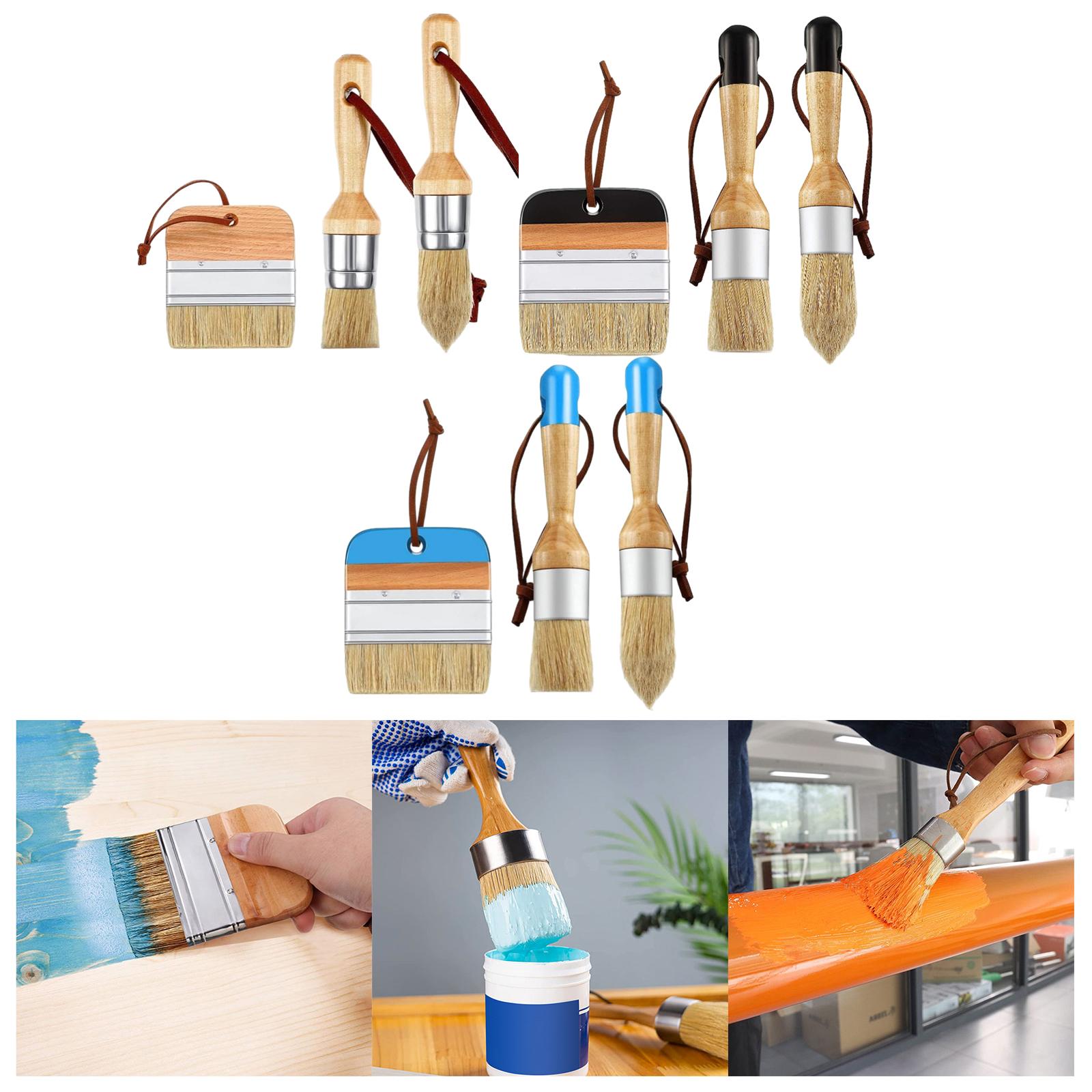 3Pcs Chalk and Wax Paint Brushes Sturdy Portable for Table Ceilings Dressers Black
