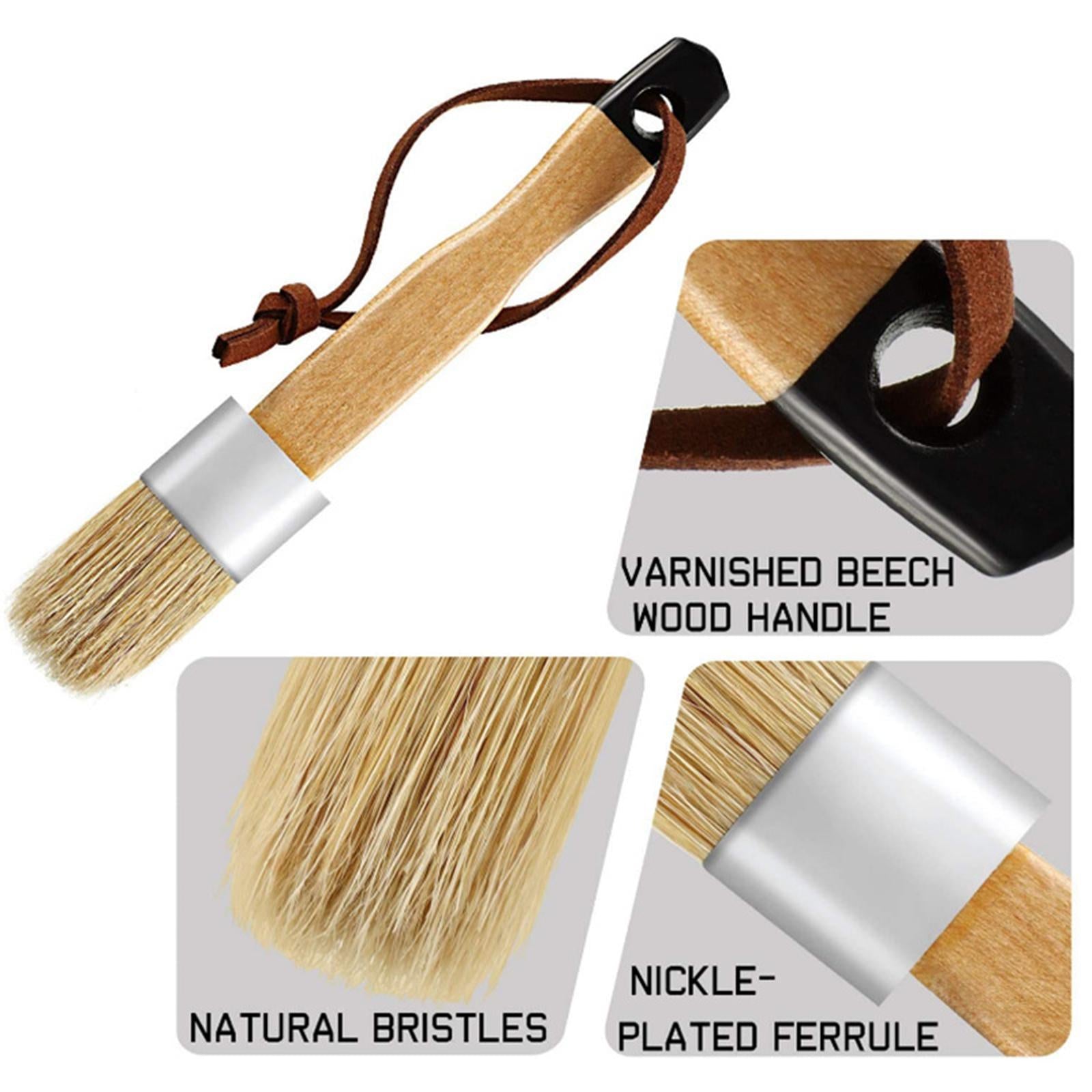 3Pcs Chalk and Wax Paint Brushes Sturdy Portable for Table Ceilings Dressers Black