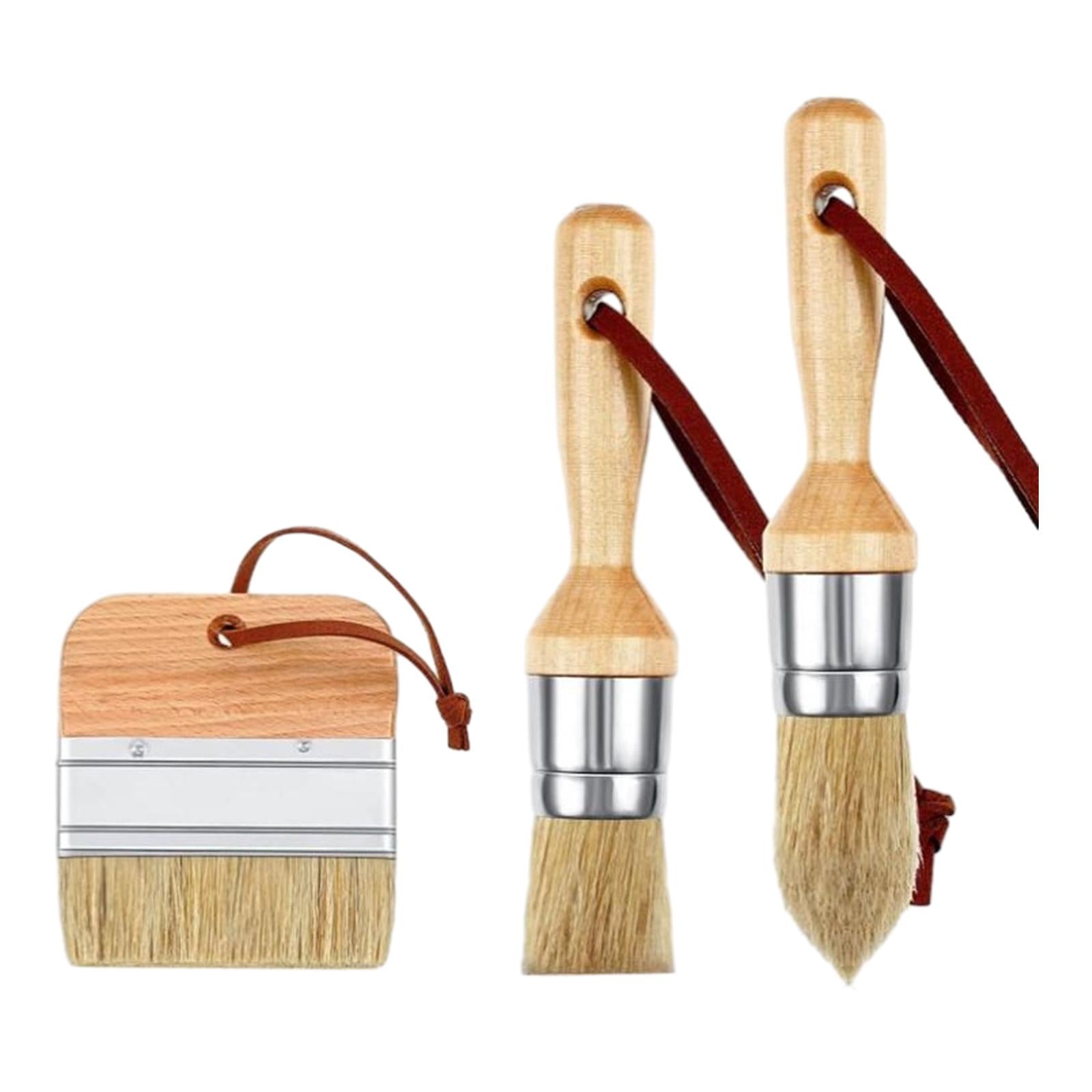 3Pcs Chalk and Wax Paint Brushes Sturdy Portable for Table Ceilings Dressers Wood